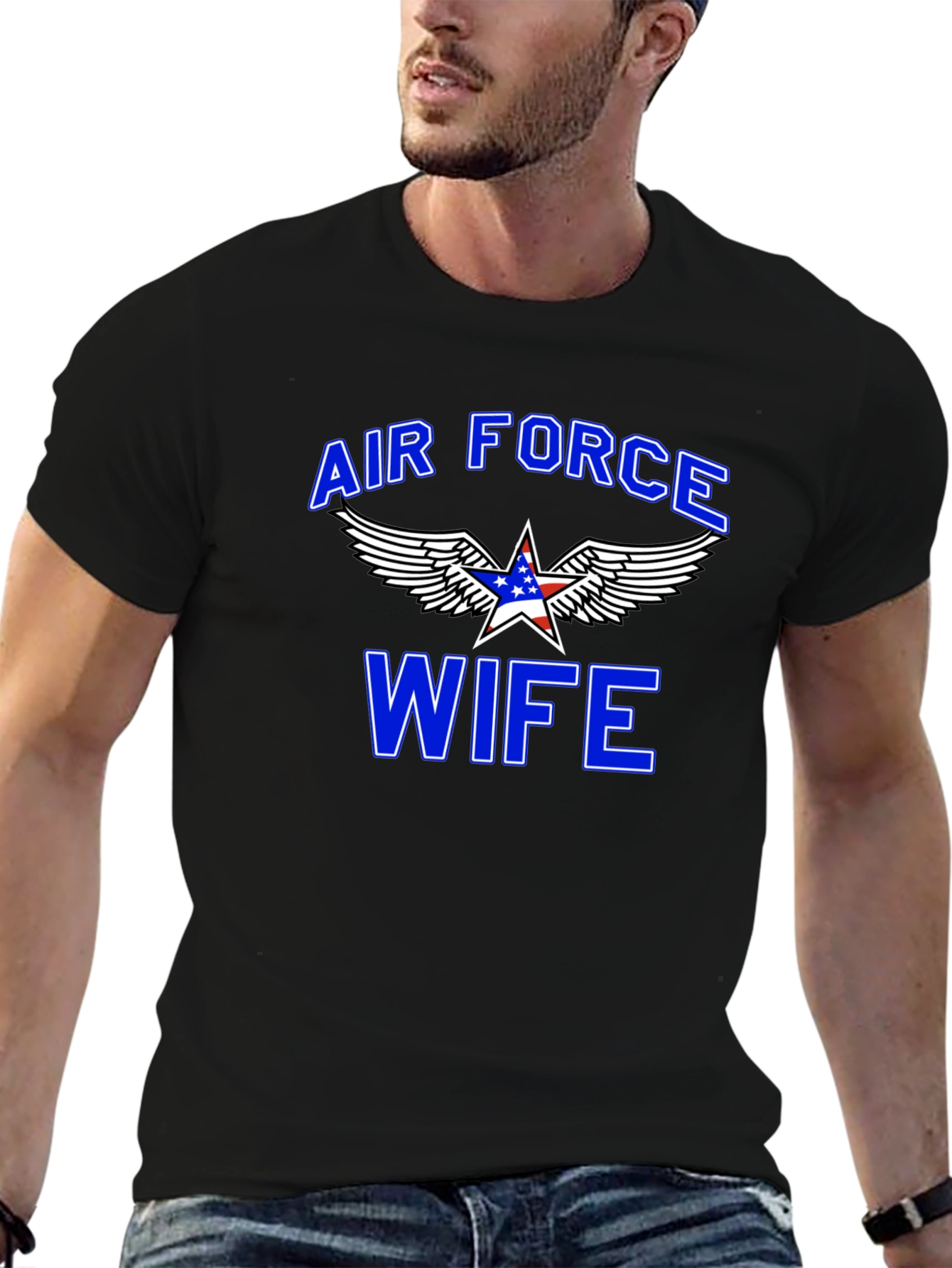 Air Force Wife Graphic T-Shirt - Patriotic Design