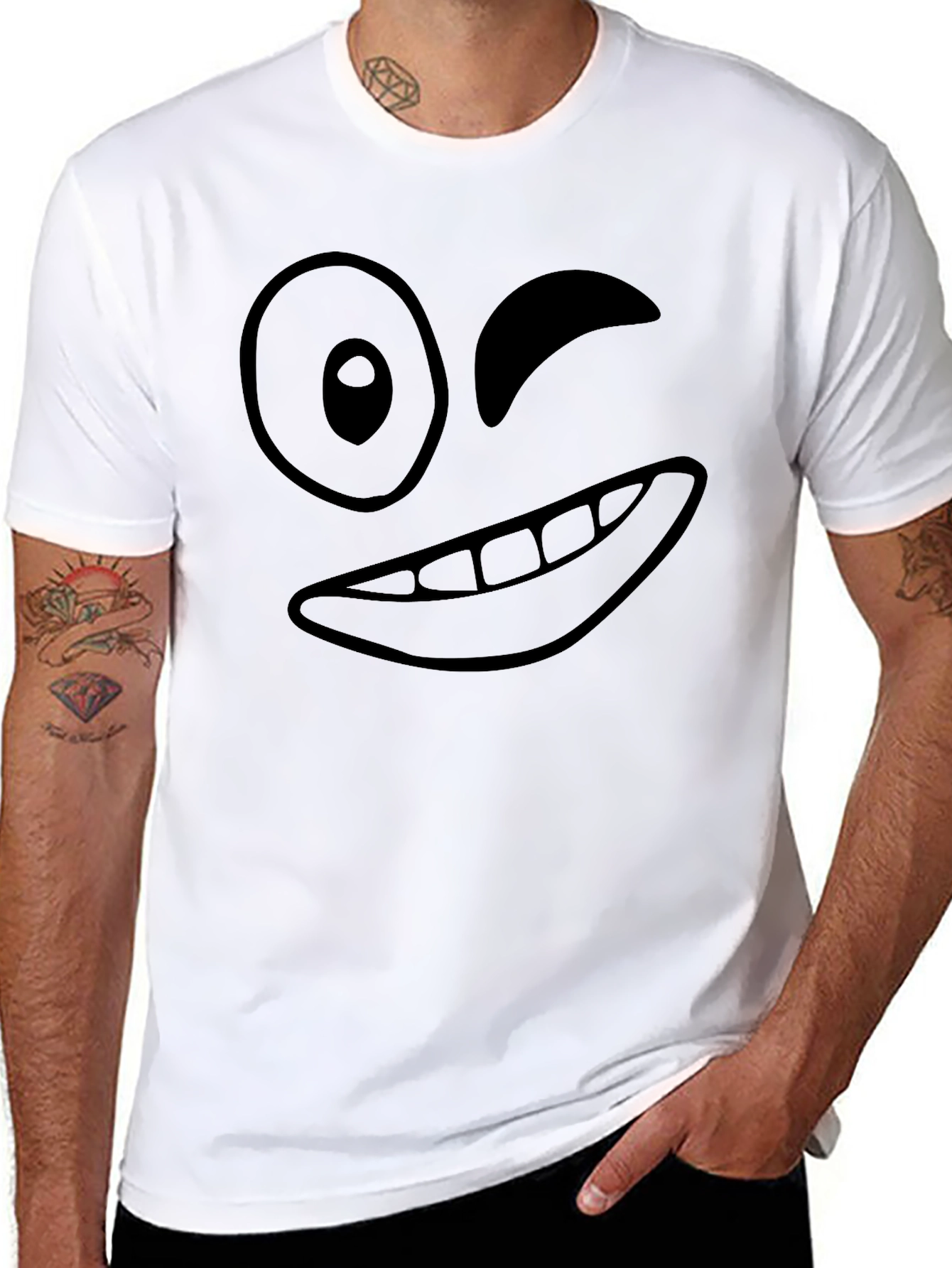 Winking Face Graphic Black T-Shirt