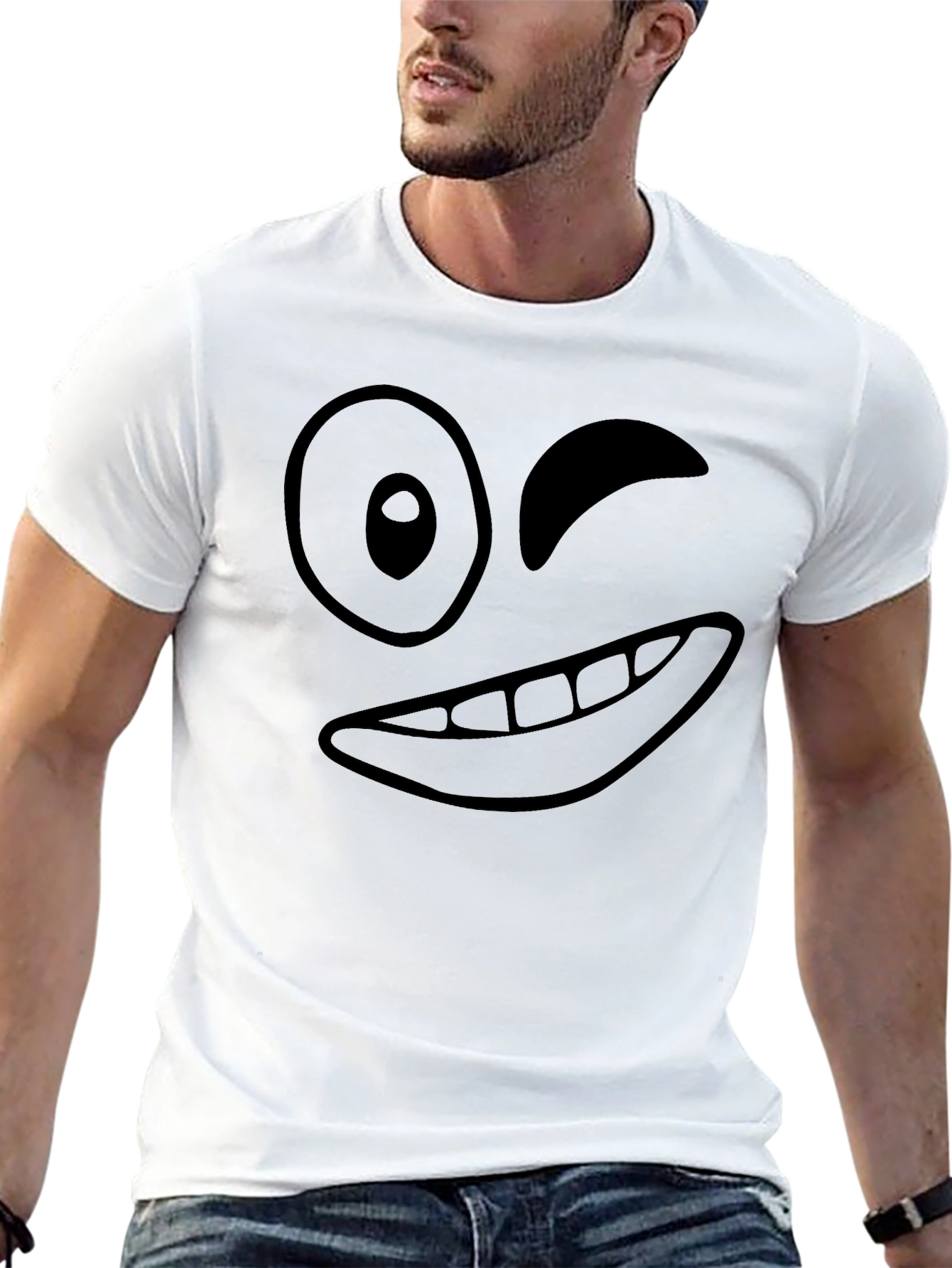 Winking Face Graphic Black T-Shirt