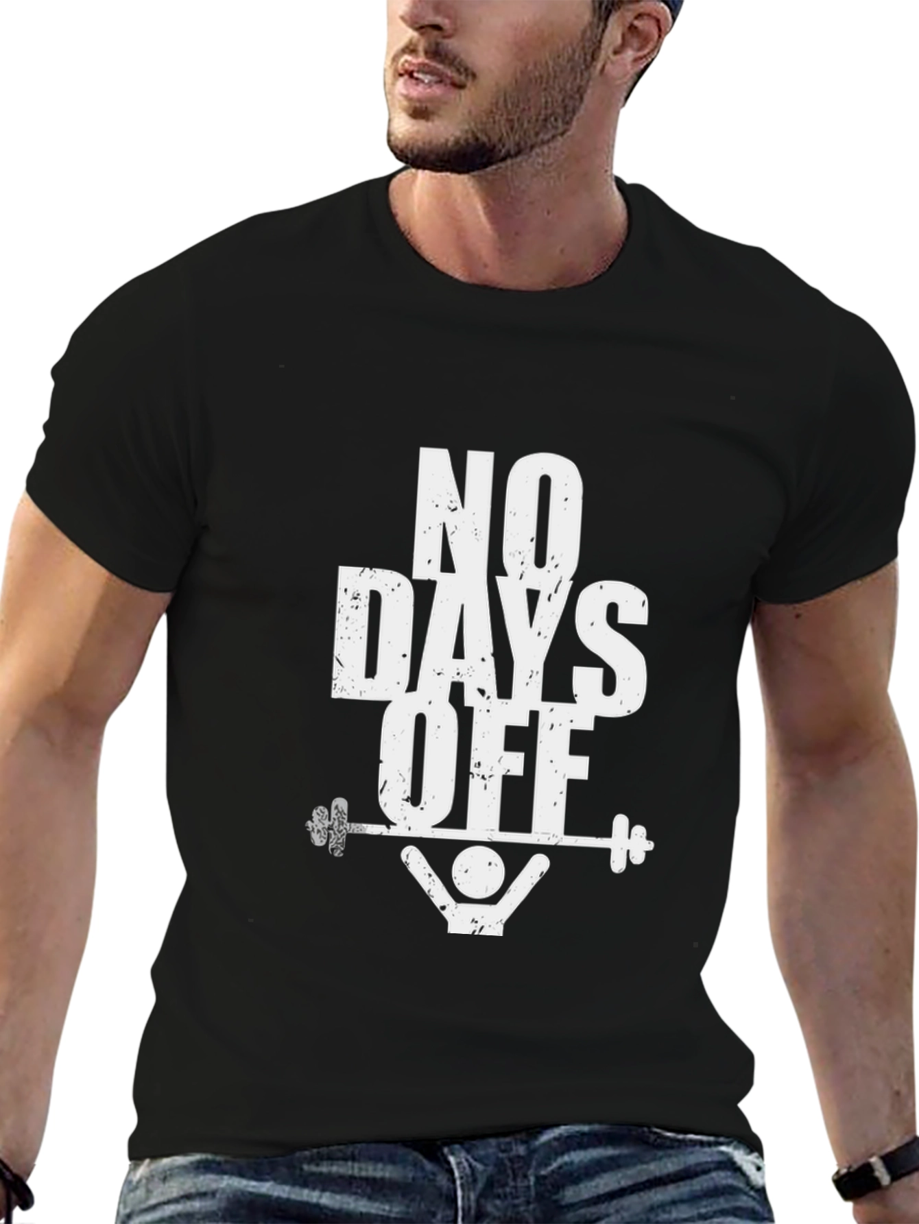 No Days Off Black Graphic T-Shirt Gym Fitness