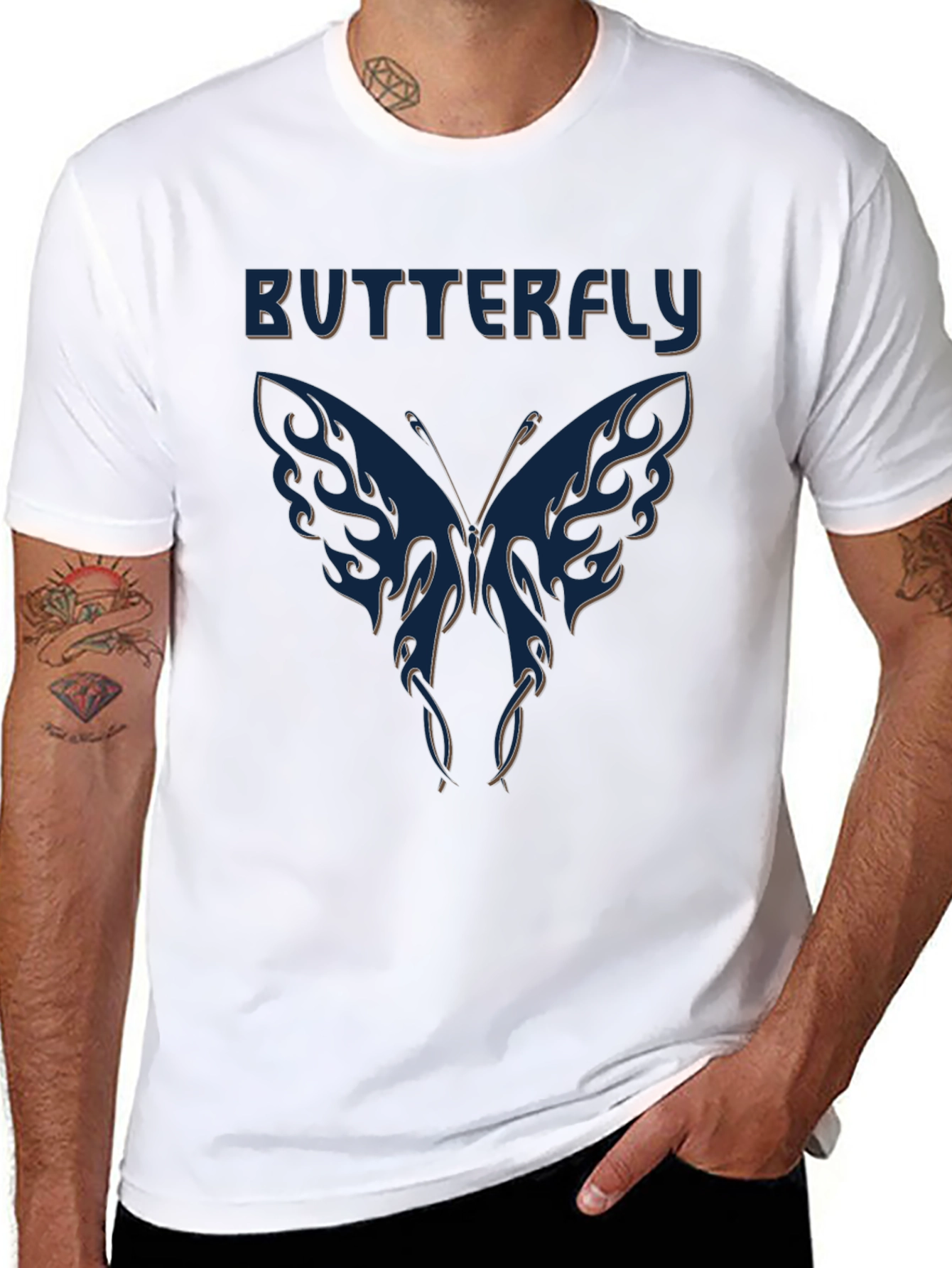 Butterfly Graphic Tee - Black Crewneck