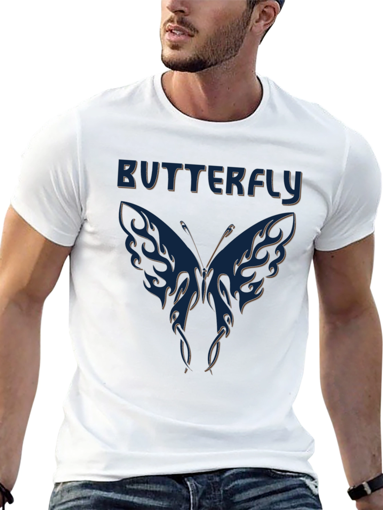 Butterfly Graphic Tee - Black Crewneck