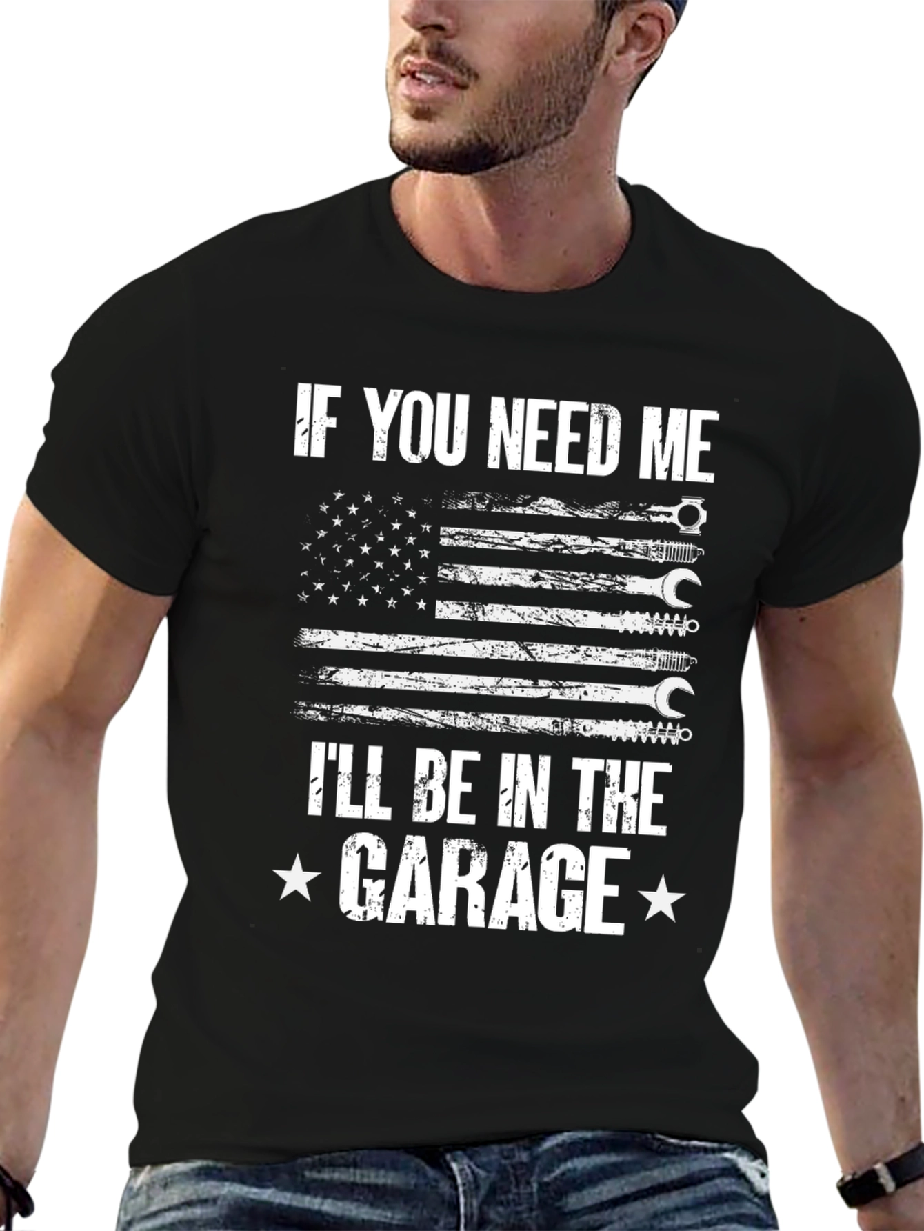 Garage T-Shirt - Mechanic American Flag Graphic Tee