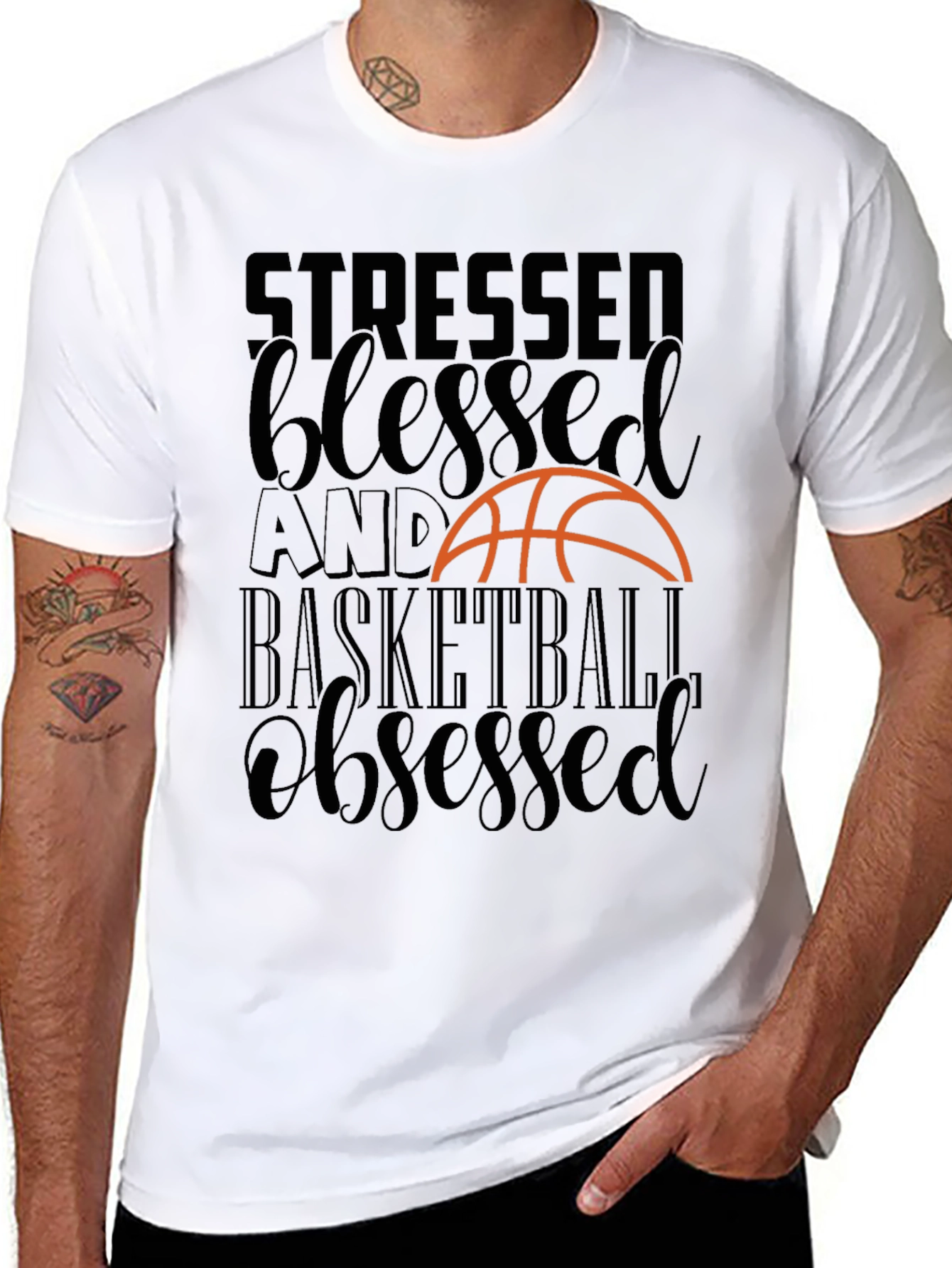 Stressed Blessed Basketball Obsessed Tee