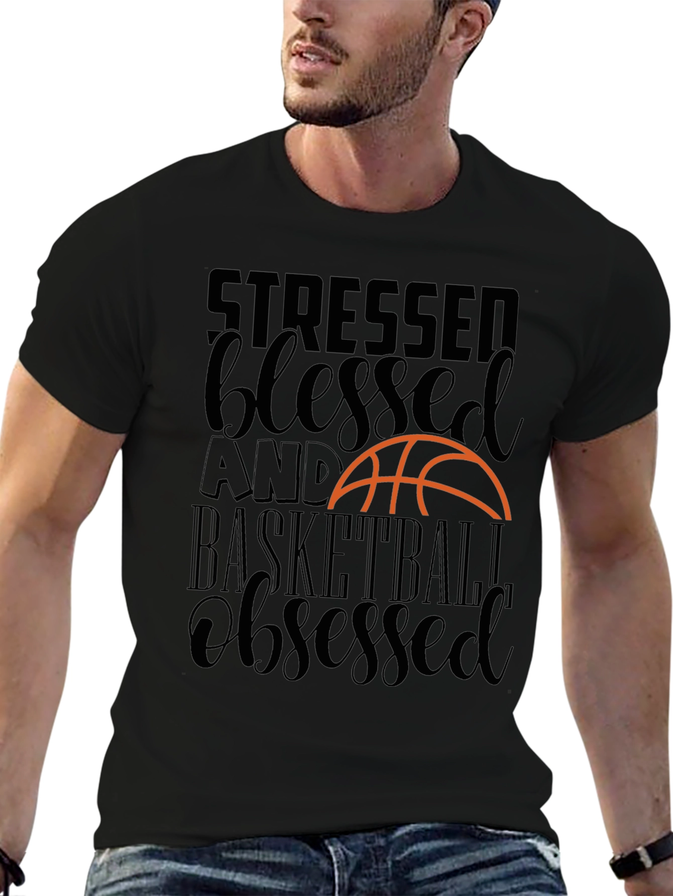 Stressed Blessed Basketball Obsessed Tee
