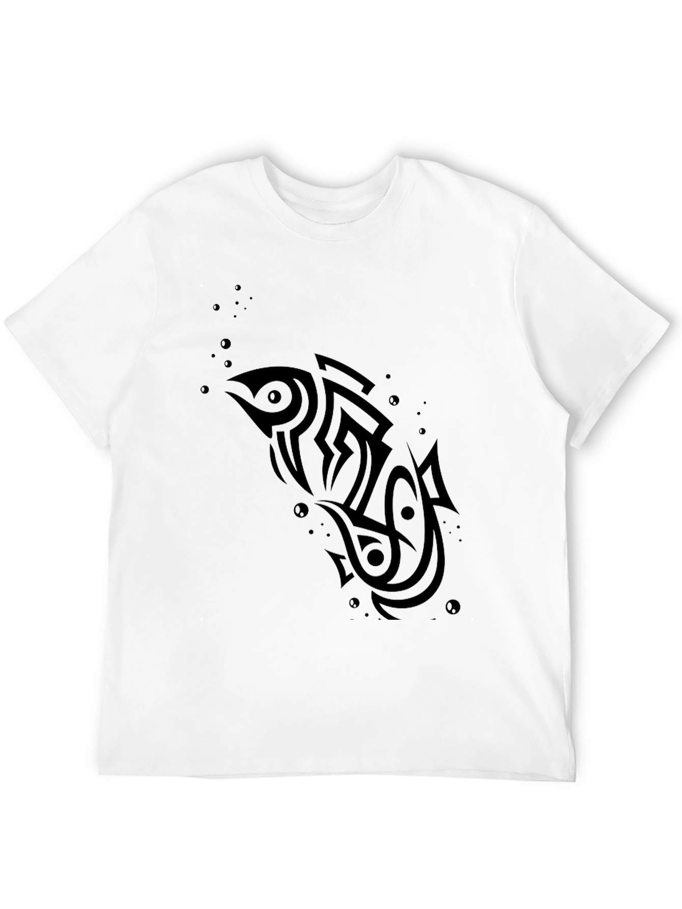 Tribal Fish Black T-Shirt - Unique Design