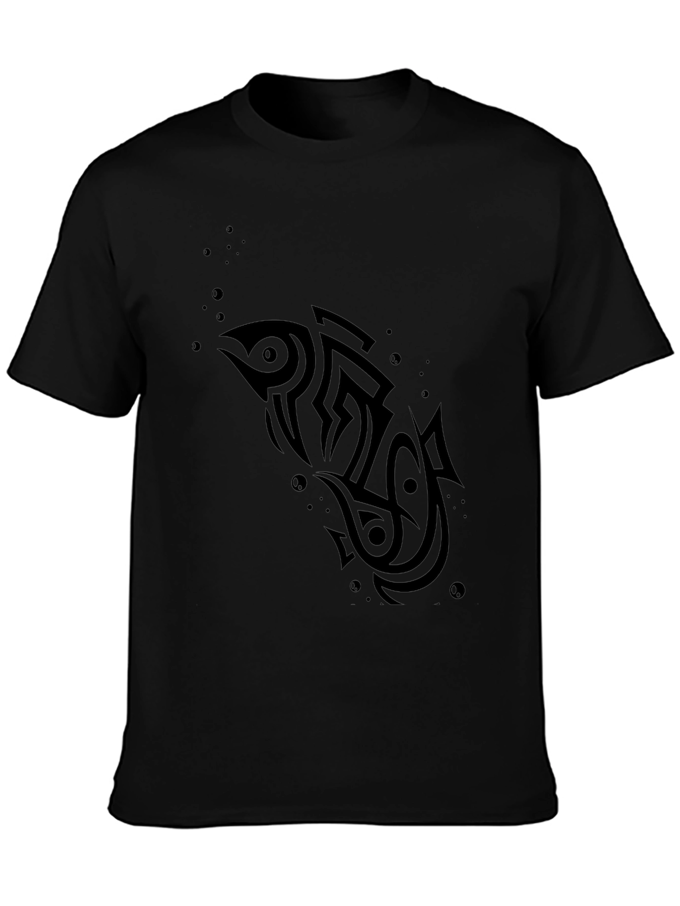 Tribal Fish Black T-Shirt - Unique Design