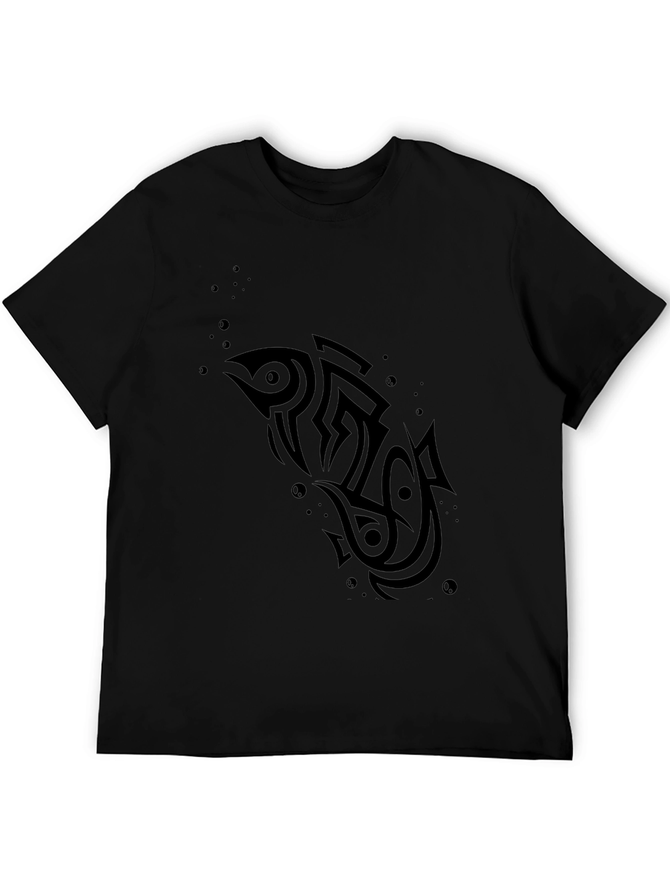 Tribal Fish Black T-Shirt - Unique Design