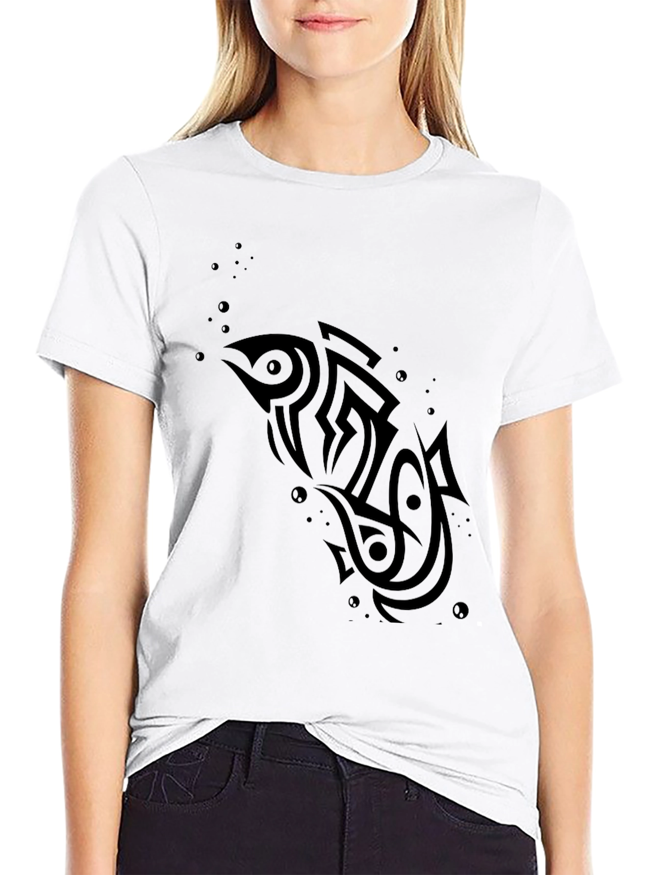 Tribal Fish Black T-Shirt - Unique Design