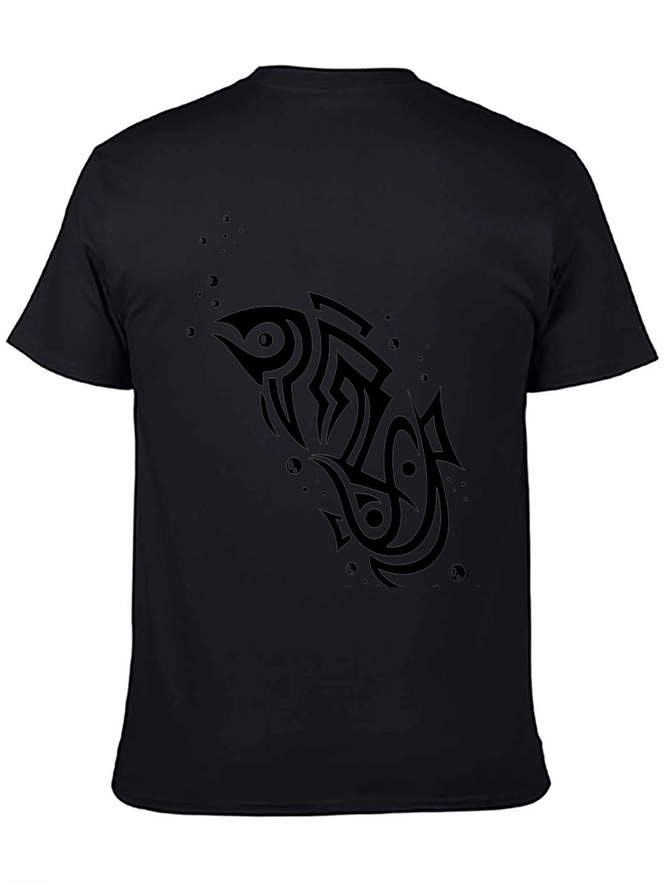 Tribal Fish Black T-Shirt - Unique Design