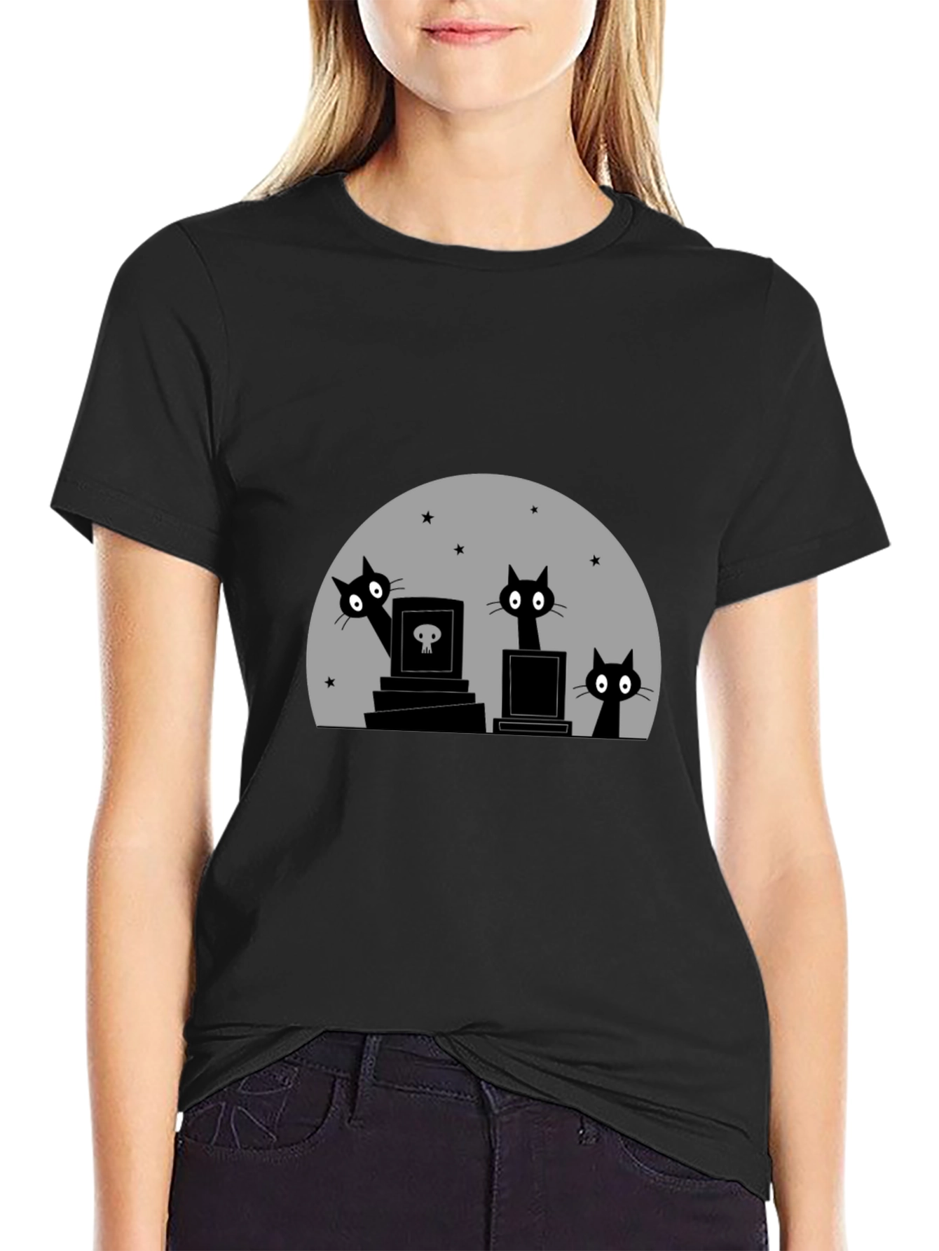 Halloween Cats on Graves T-Shirt