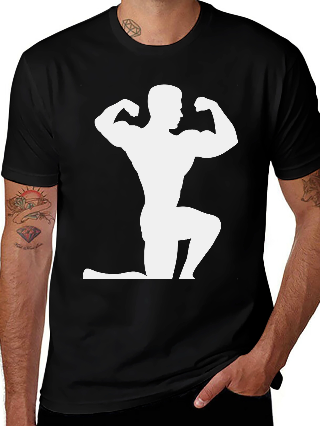 Bodybuilder Silhouette Graphic T-Shirt