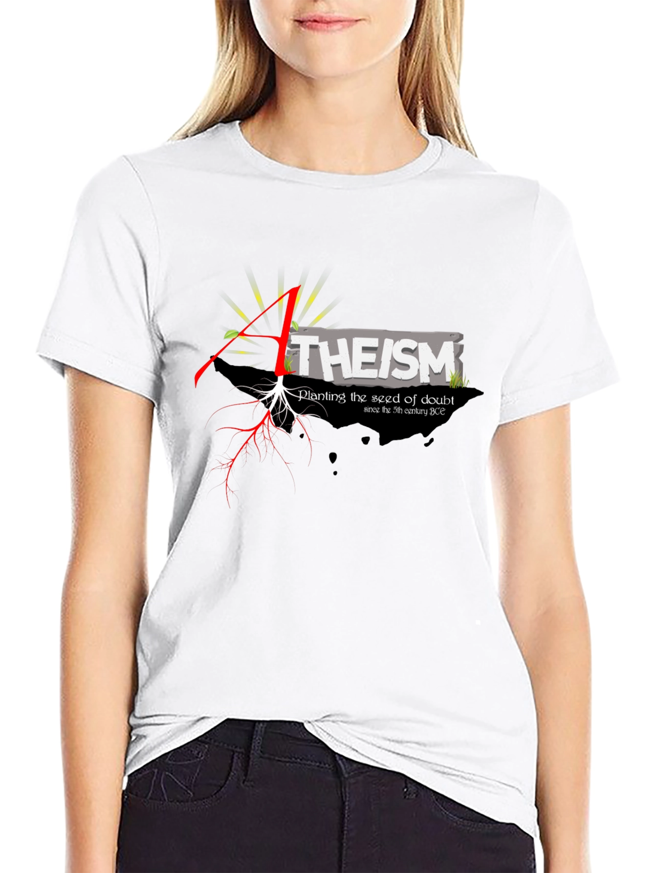 Atheism Planting Doubt Black Graphic Tee