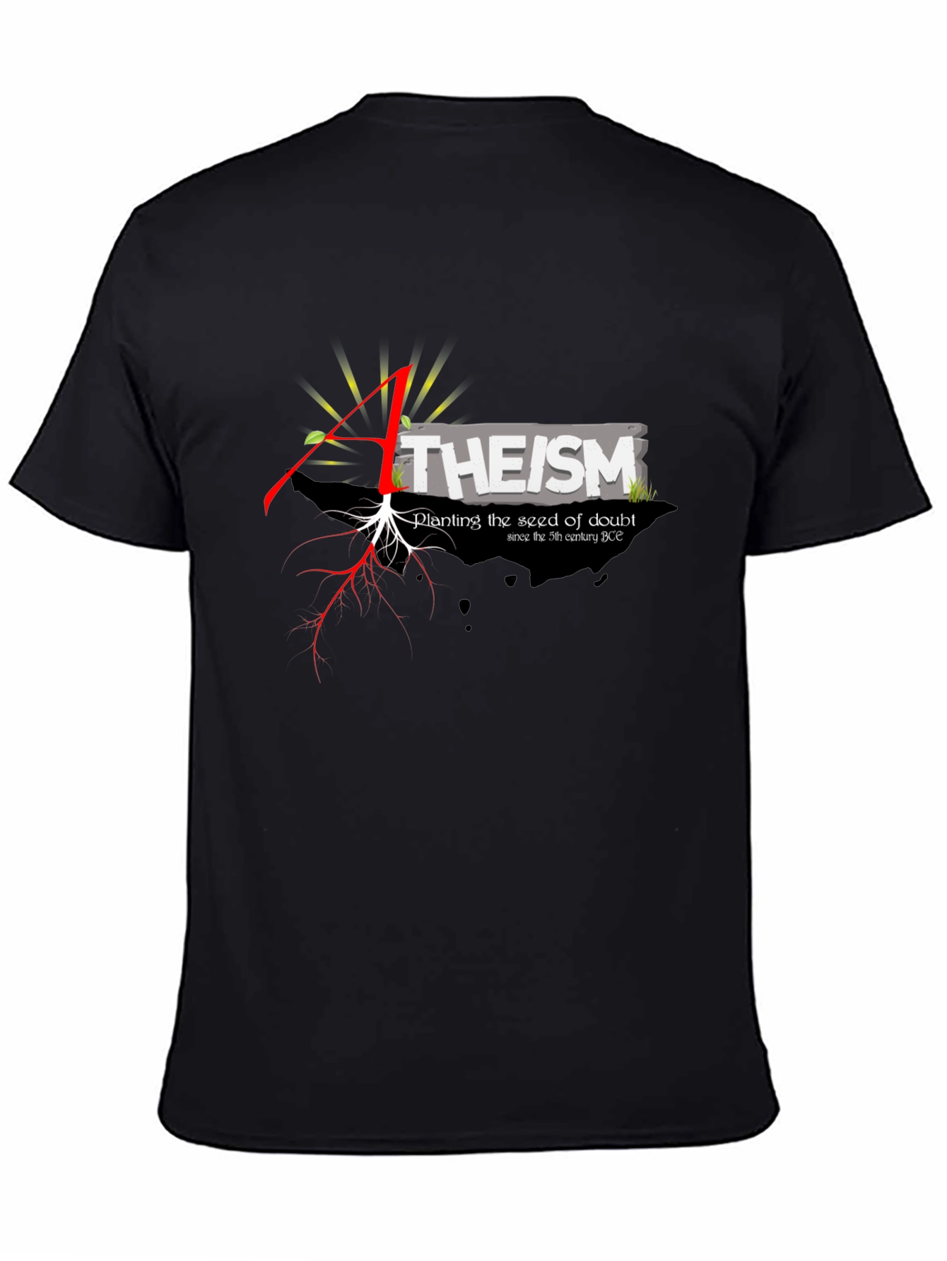 Atheism Planting Doubt Black Graphic Tee