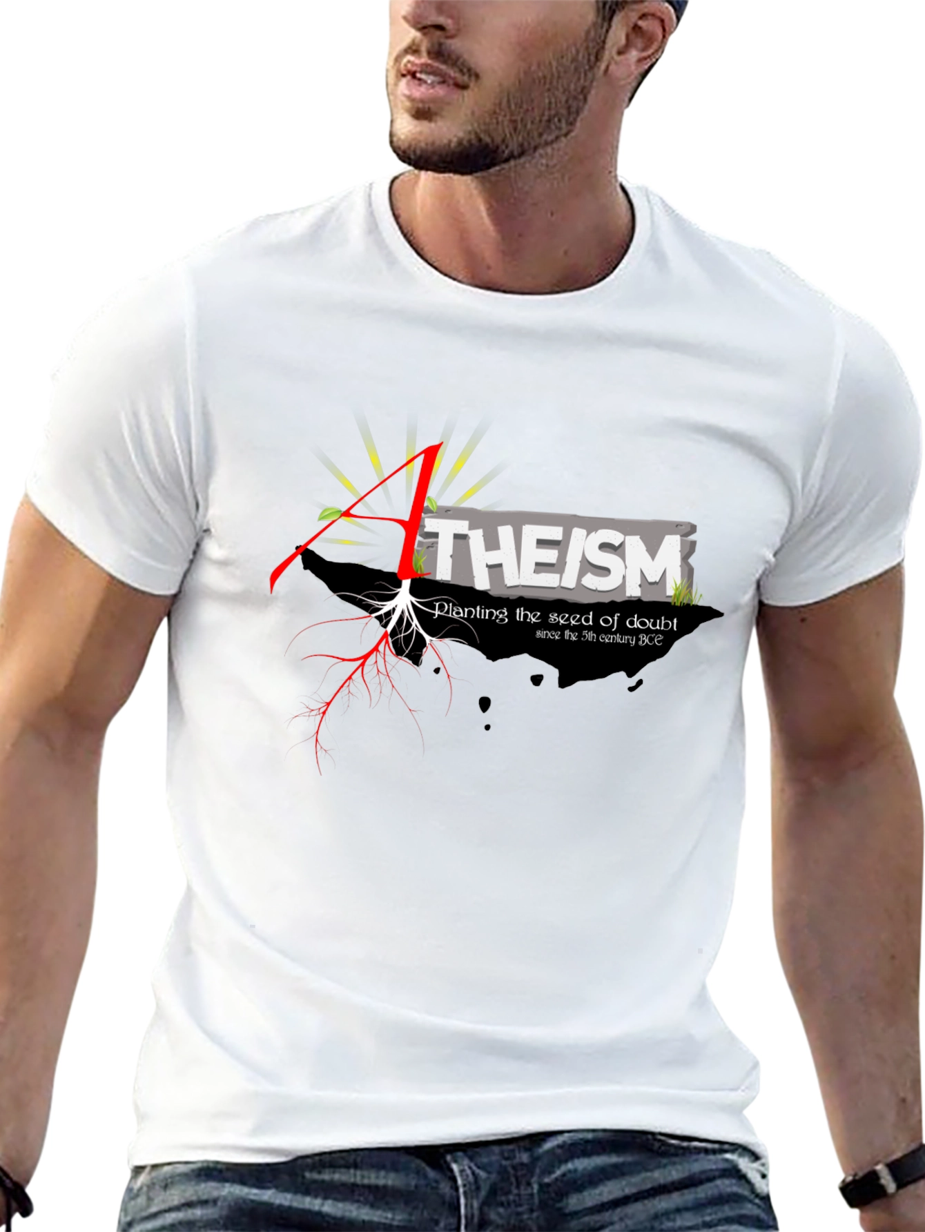 Atheism Planting Doubt Black Graphic Tee
