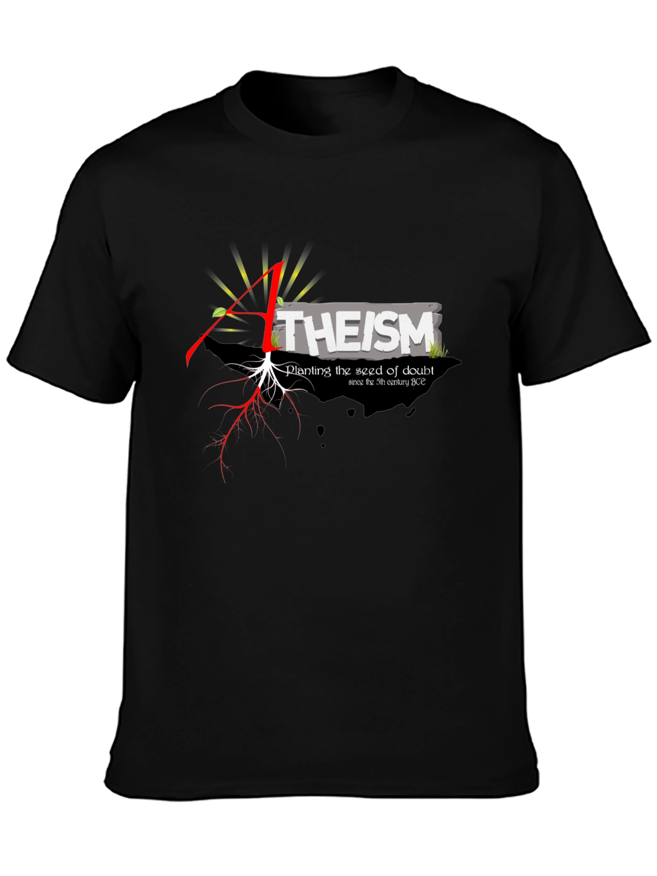 Atheism Planting Doubt Black Graphic Tee
