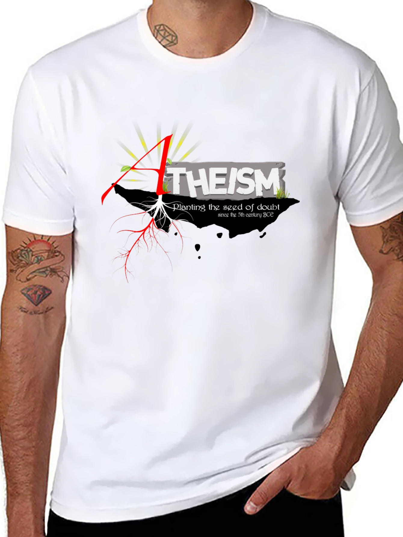 Atheism Planting Doubt Black Graphic Tee