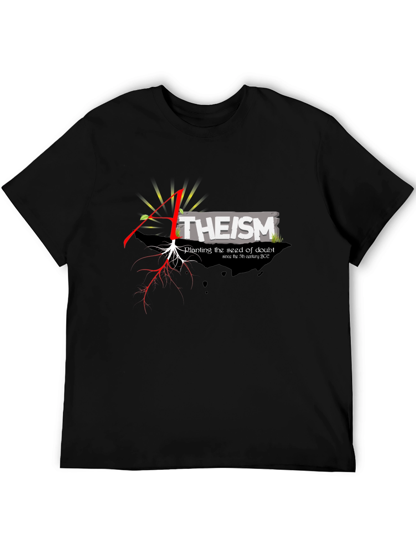 Atheism Planting Doubt Black Graphic Tee