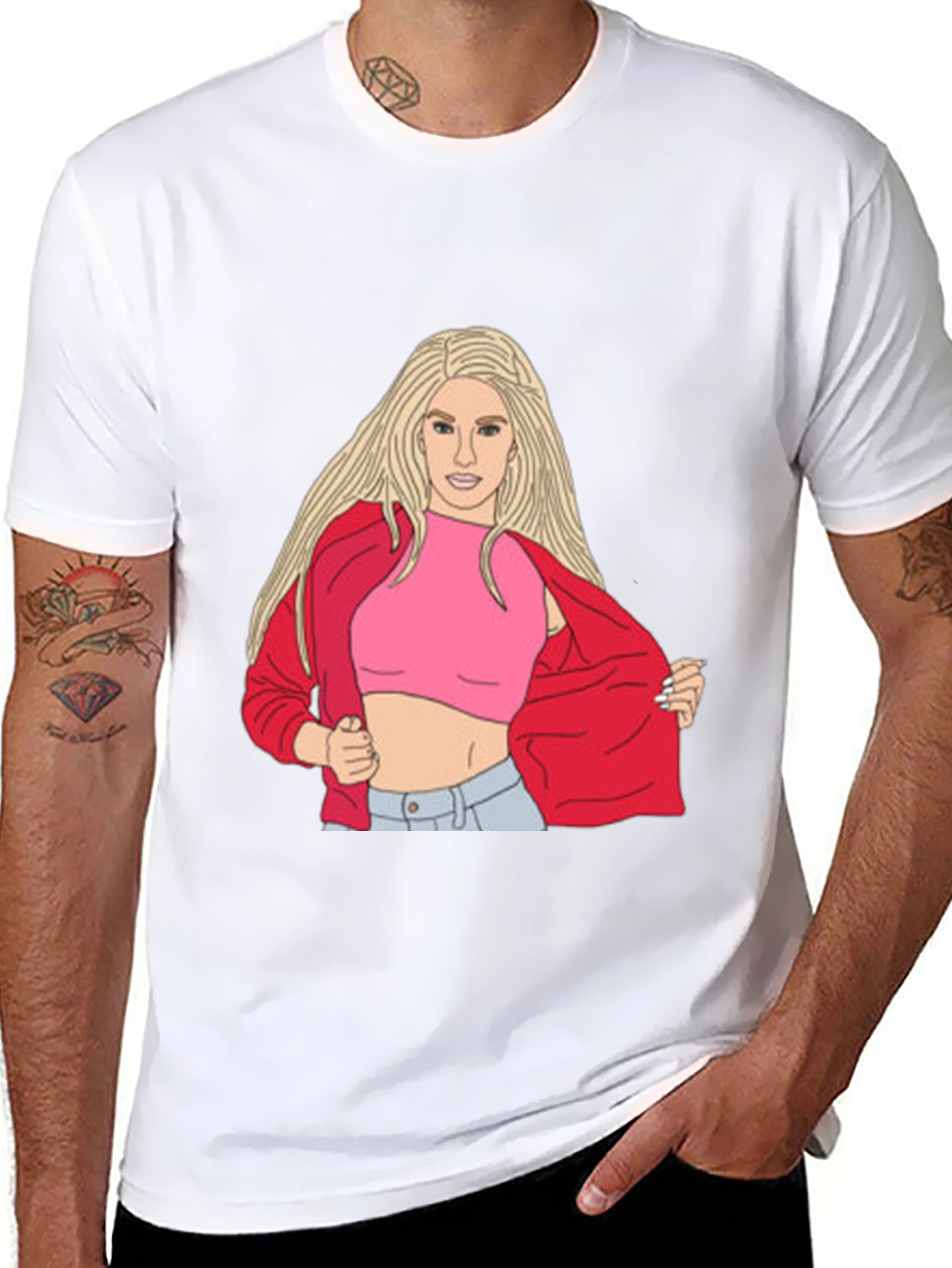 Illustrated Woman Graphic Black T-Shirt