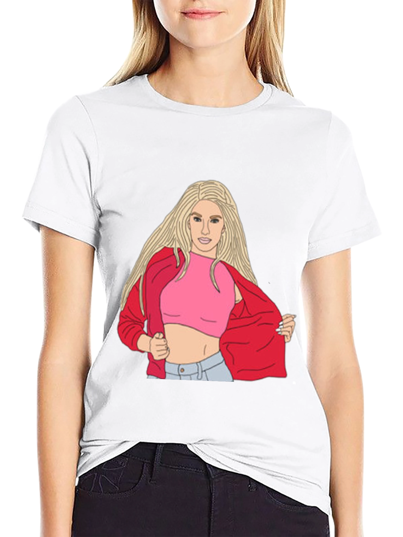 Illustrated Woman Graphic Black T-Shirt