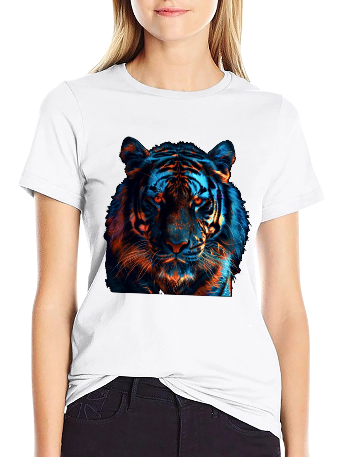 Cool Tiger Graphic Print Black T-Shirt