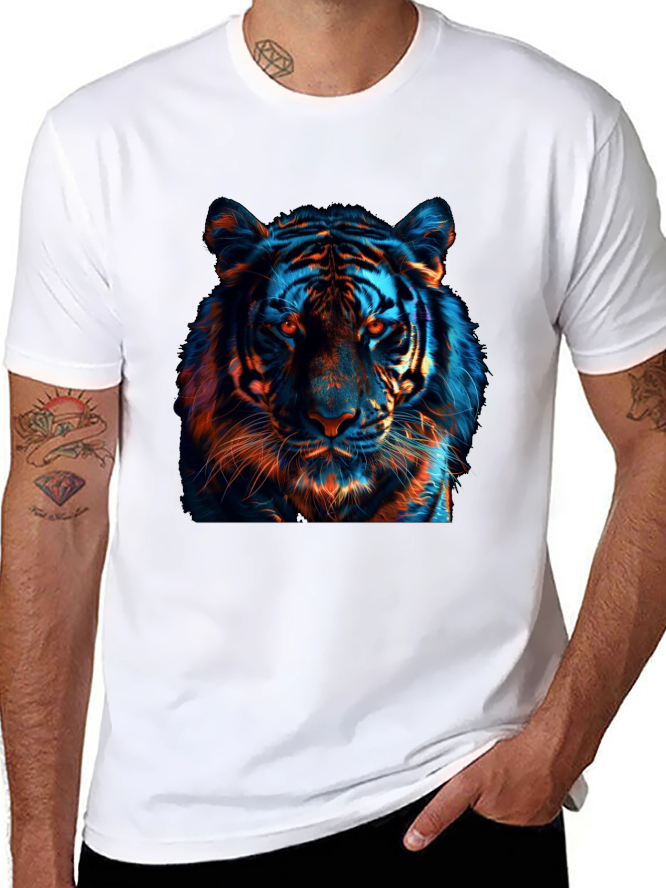 Cool Tiger Graphic Print Black T-Shirt