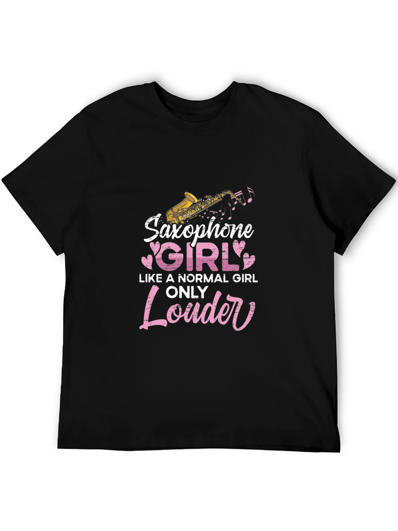 Saxophone Girl Only Louder Black T-Shirt