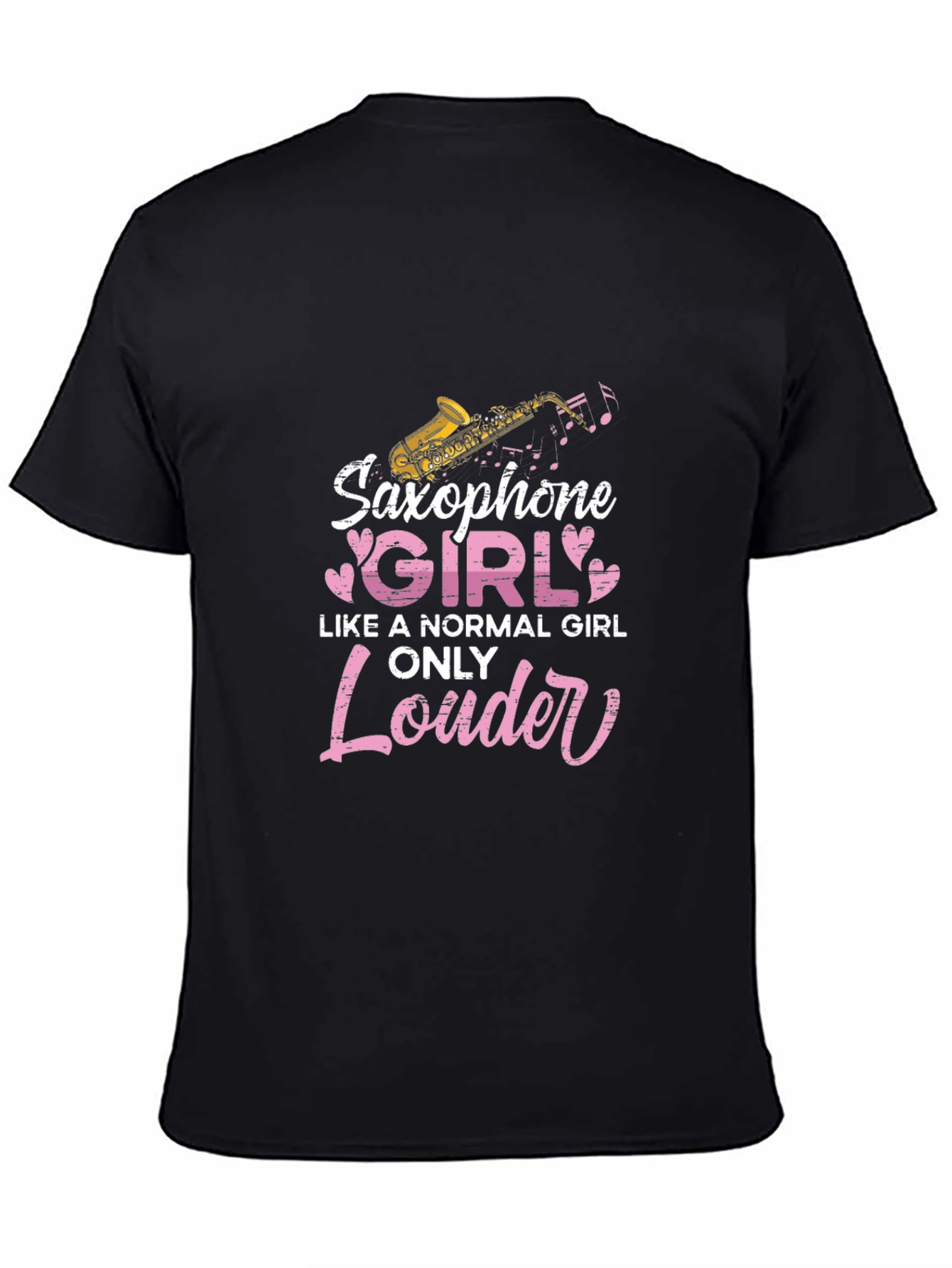 Saxophone Girl Only Louder Black T-Shirt