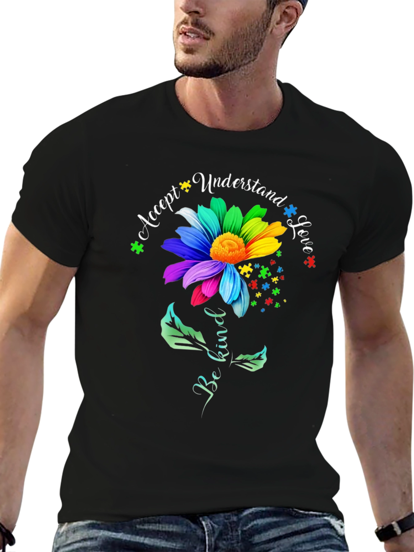 Autism Awareness Graphic Tee - Accept Understand Love