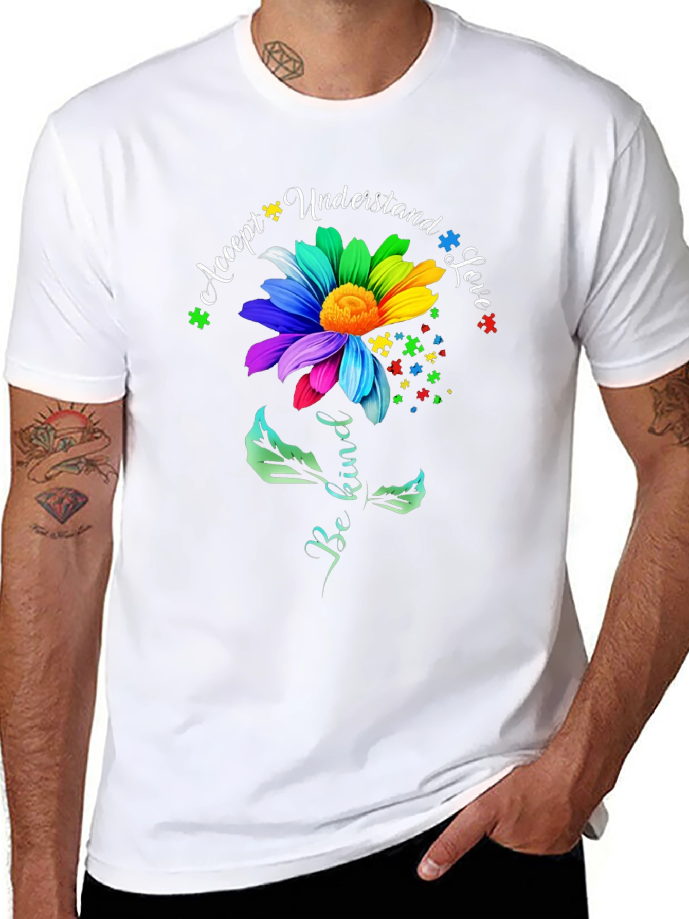 Autism Awareness Graphic Tee - Accept Understand Love
