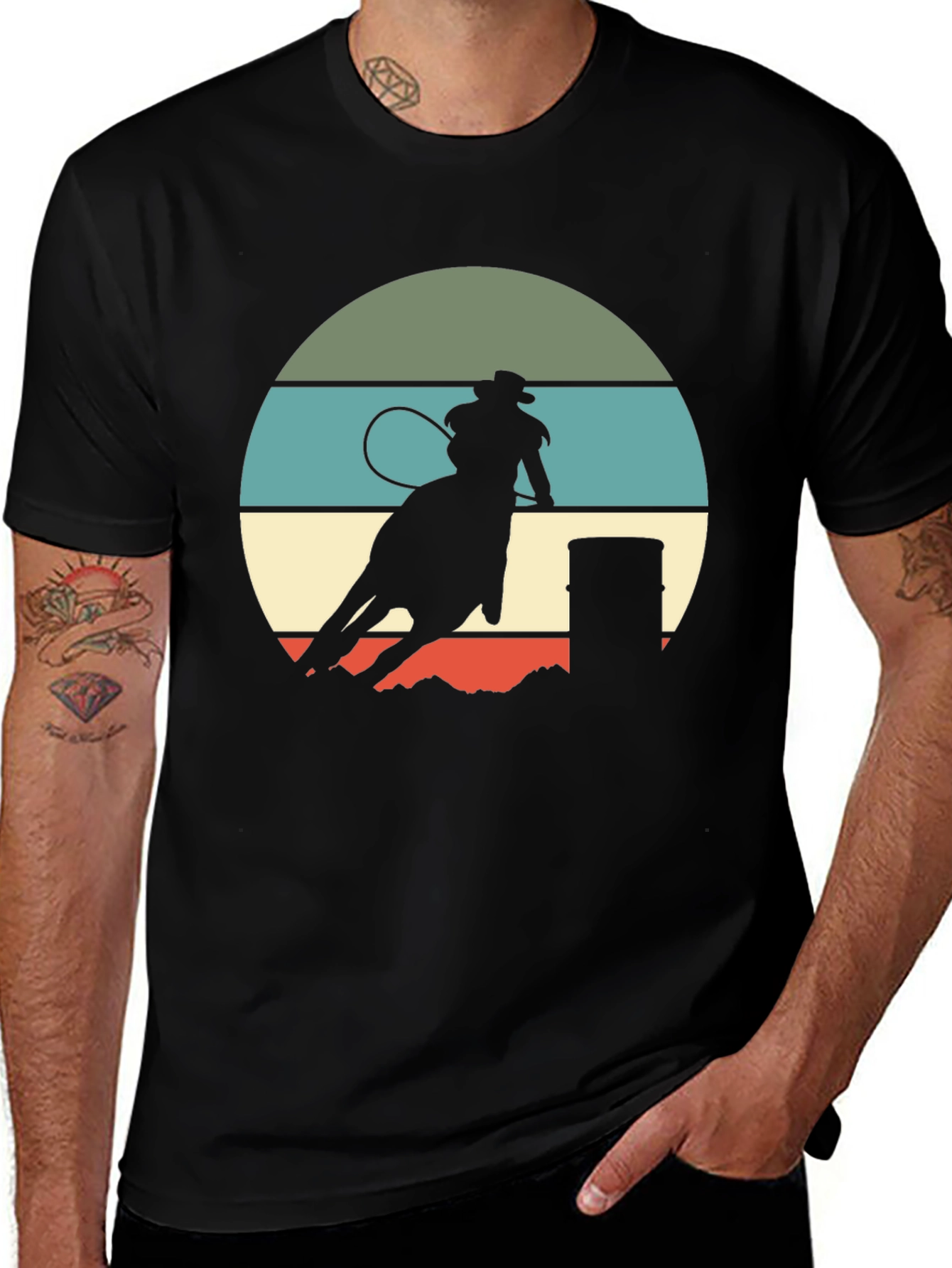 Retro Rodeo T-Shirt - Barrel Racing Design