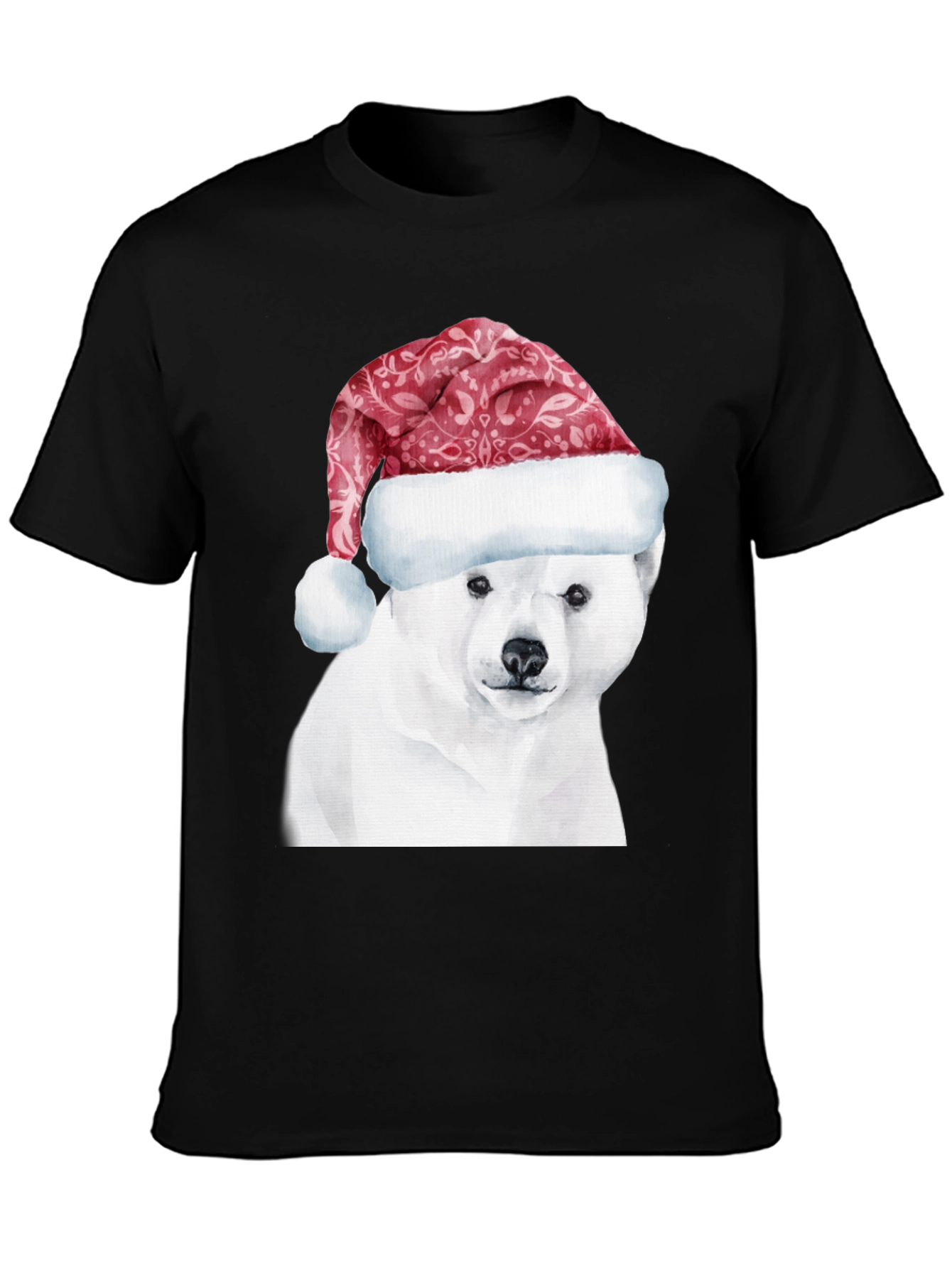 Polar Bear Santa Hat Graphic Tee