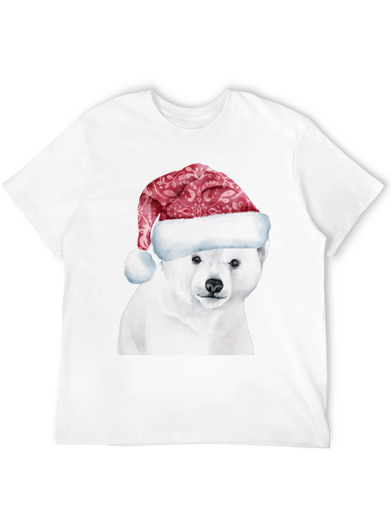 Polar Bear Santa Hat Graphic Tee