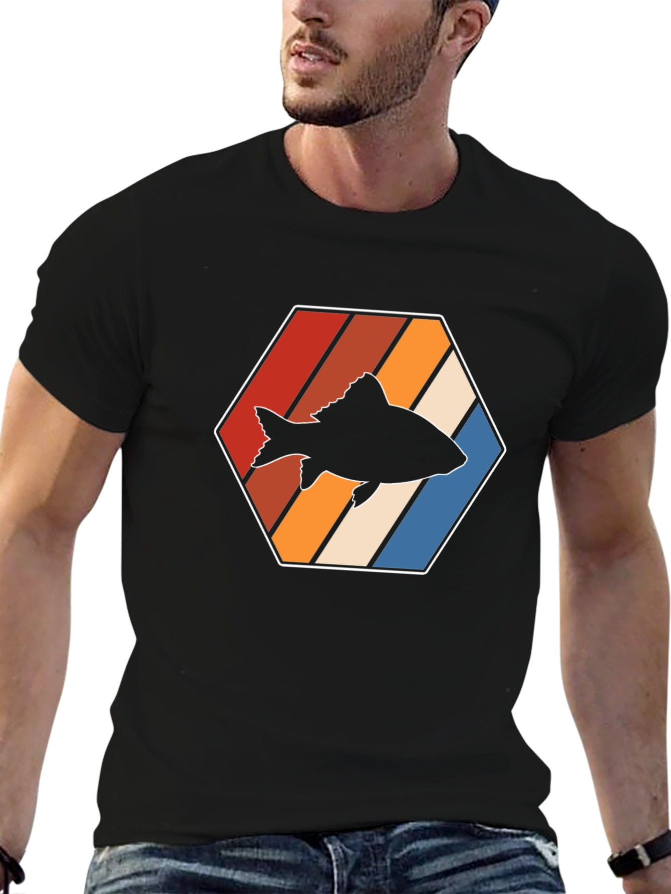 Retro Fish Graphic Tee - Black