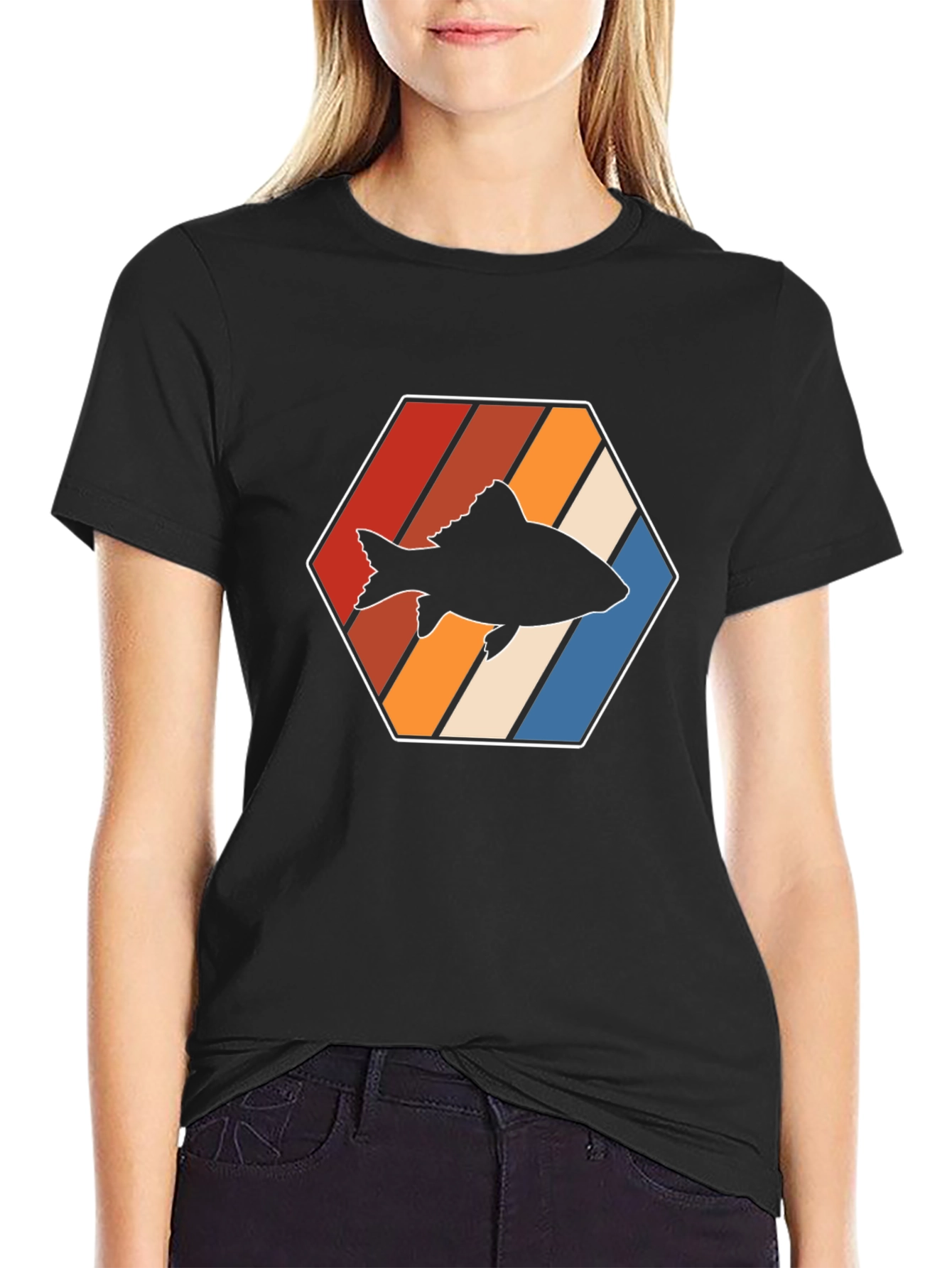 Retro Fish Graphic Tee - Black