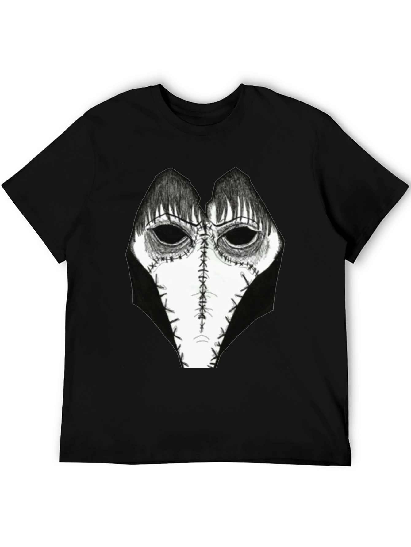 Creepy Mask Graphic Tee - Horror Style