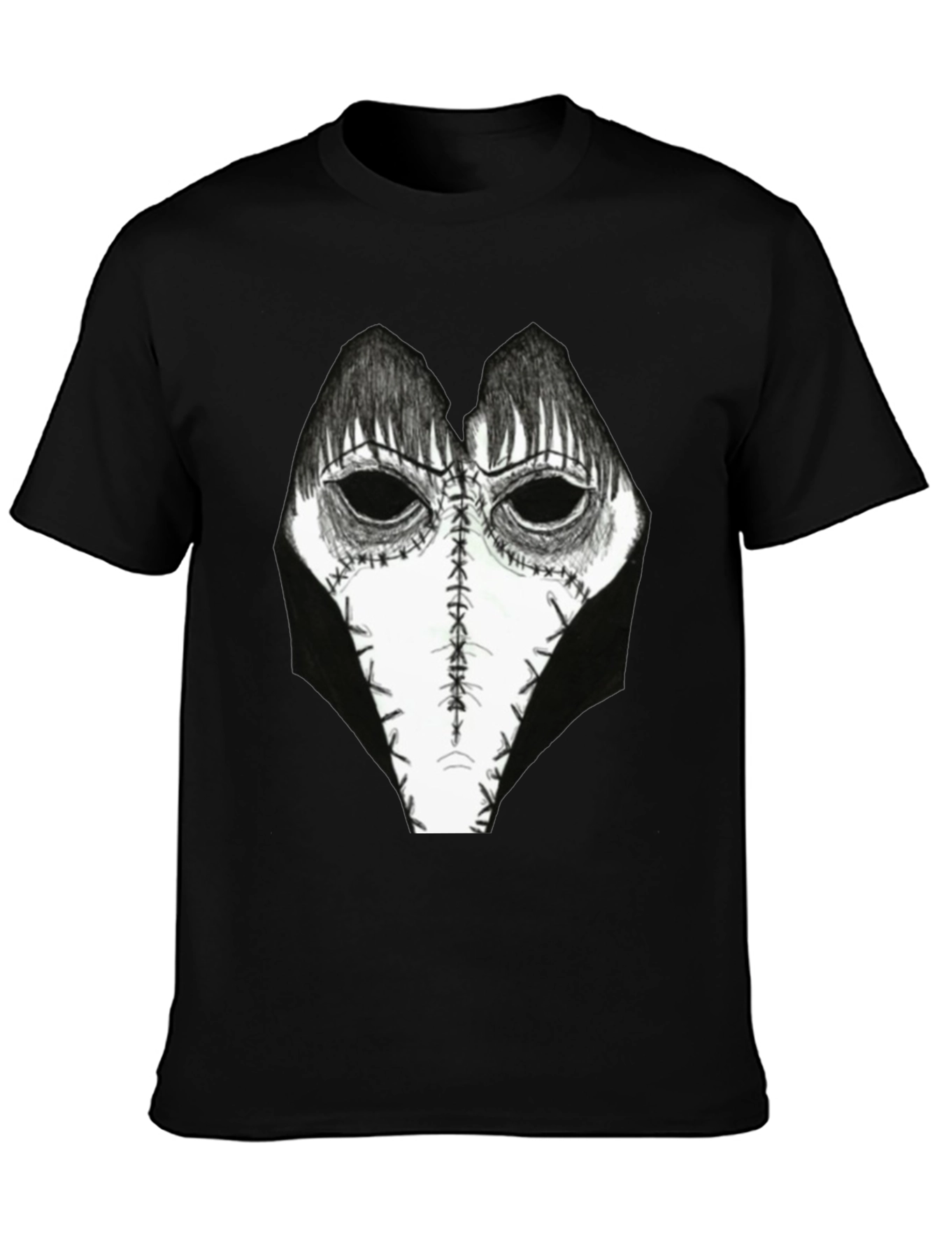 Creepy Mask Graphic Tee - Horror Style