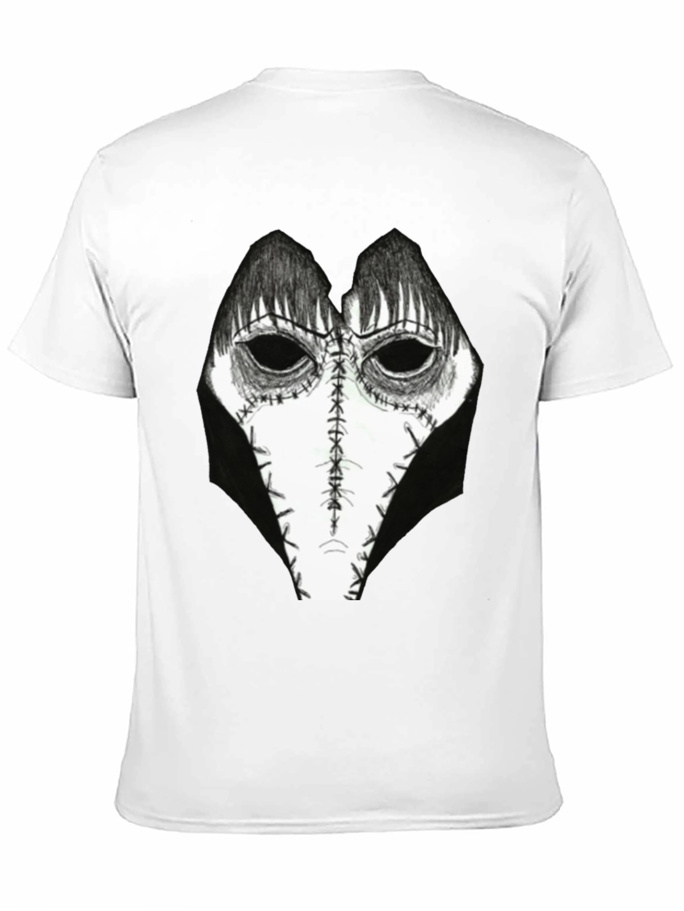 Creepy Mask Graphic Tee - Horror Style