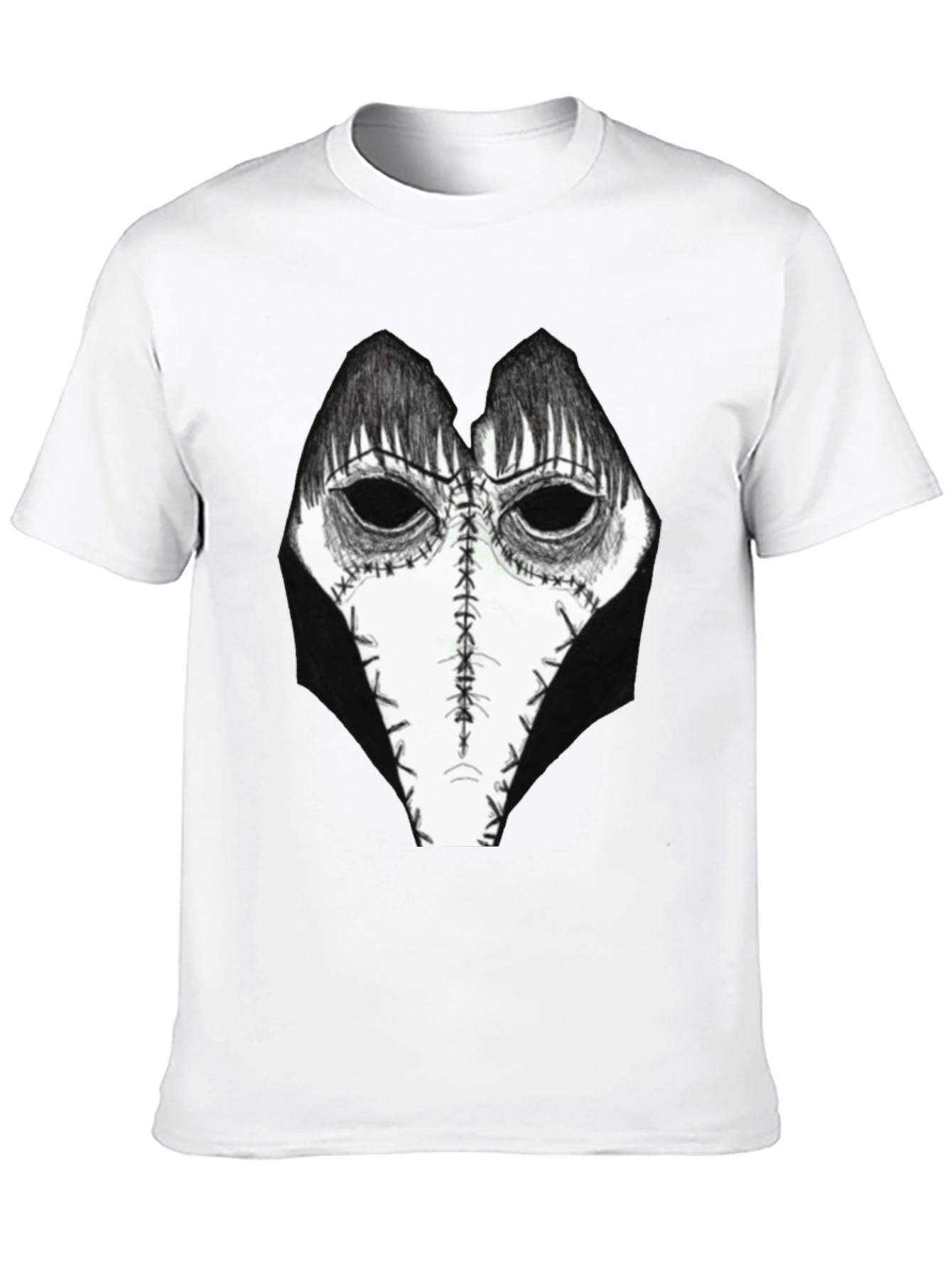 Creepy Mask Graphic Tee - Horror Style