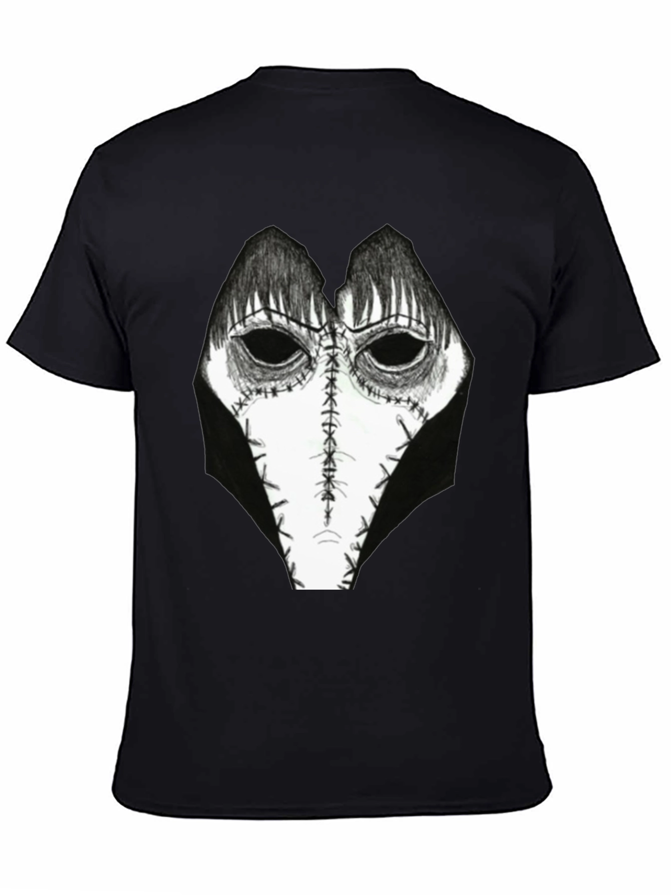 Creepy Mask Graphic Tee - Horror Style