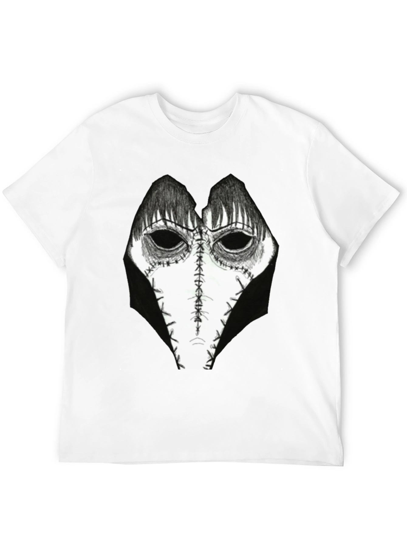 Creepy Mask Graphic Tee - Horror Style