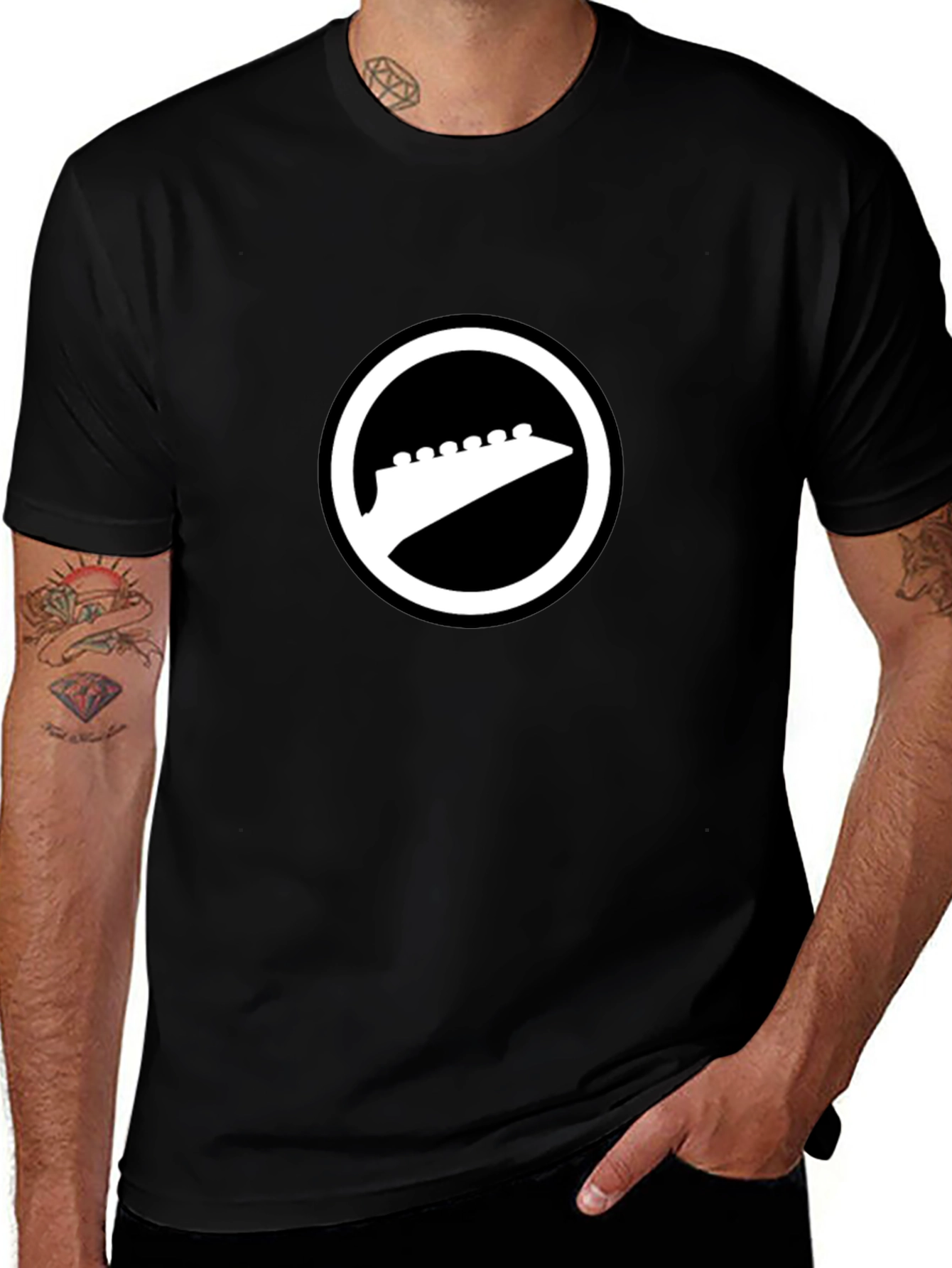 Black T-Shirt with Guitar Headstock Logo