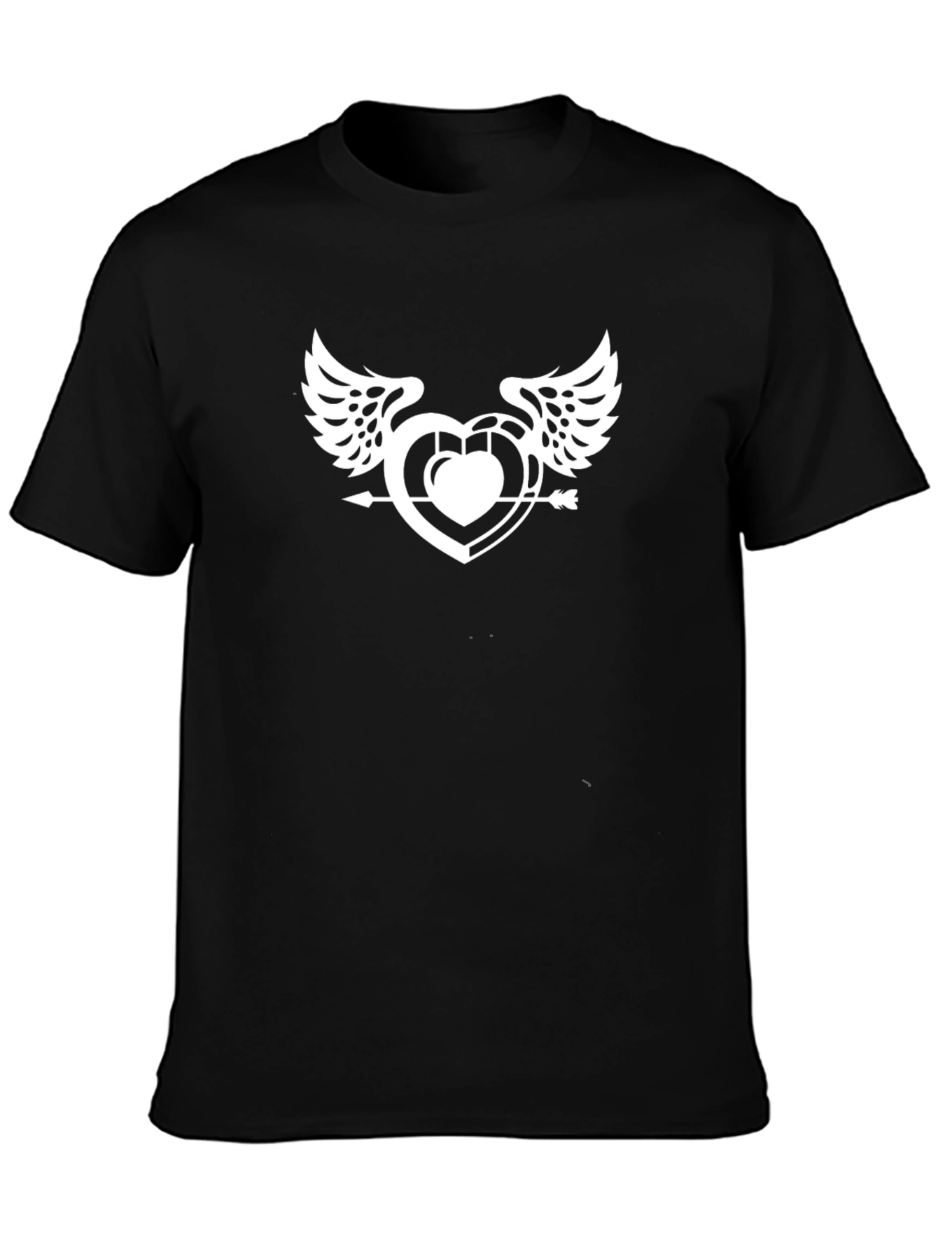 Winged Heart Arrow Graphic Tee - Black