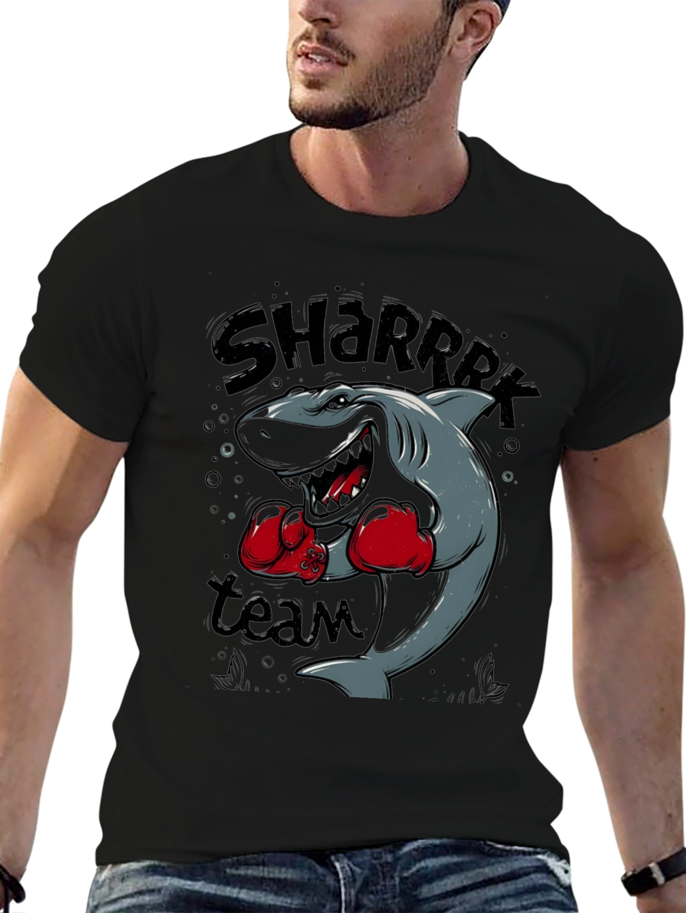 Shark Boxing Team Graphic Black T-Shirt