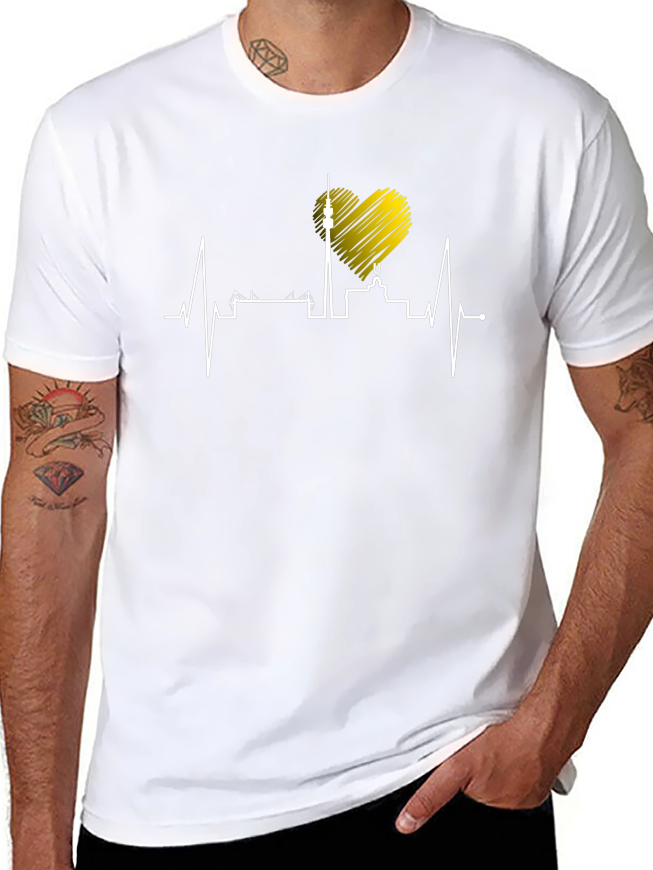 Berlin Skyline Heartbeat Black T-Shirt