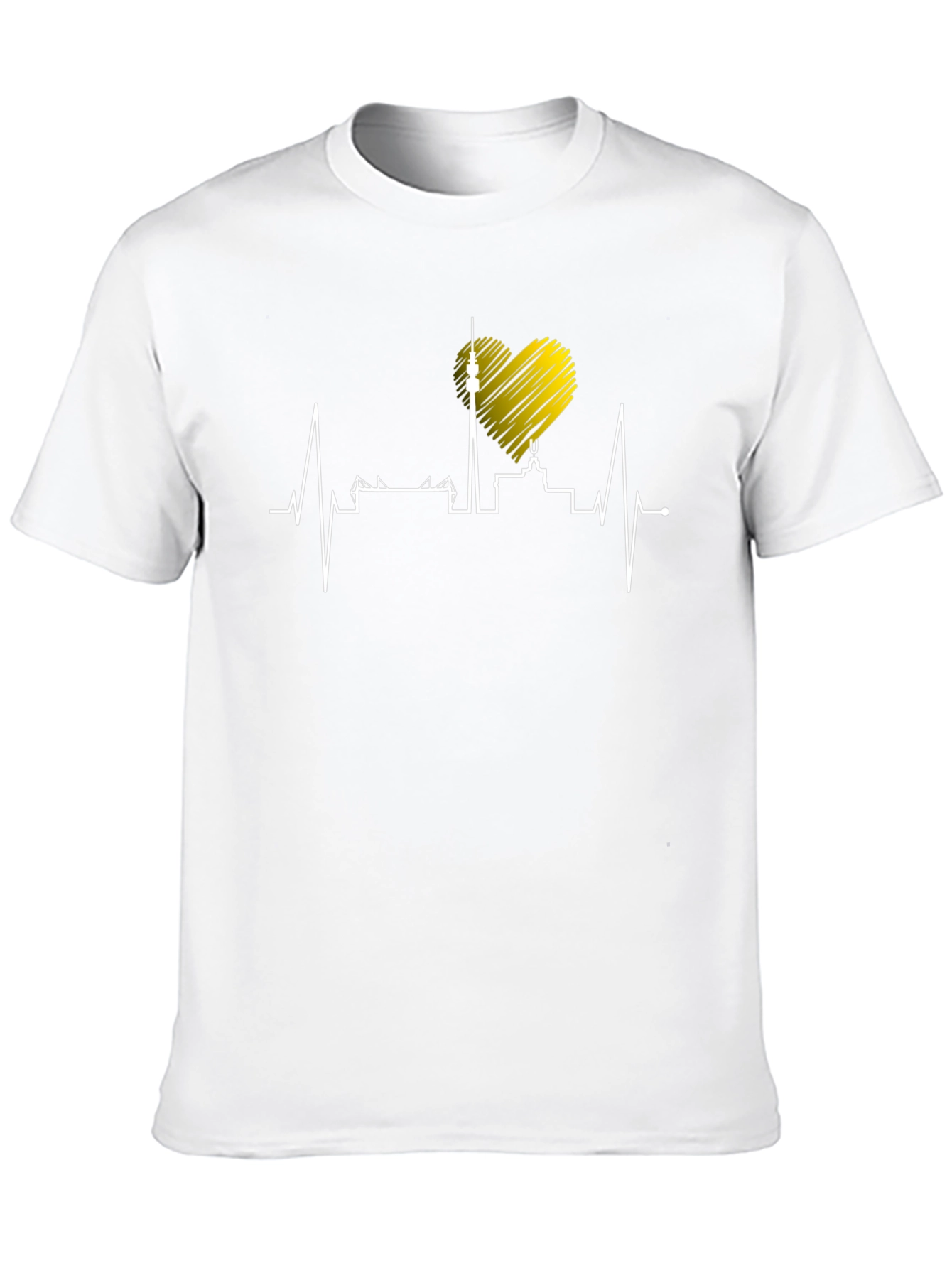 Berlin Skyline Heartbeat Black T-Shirt