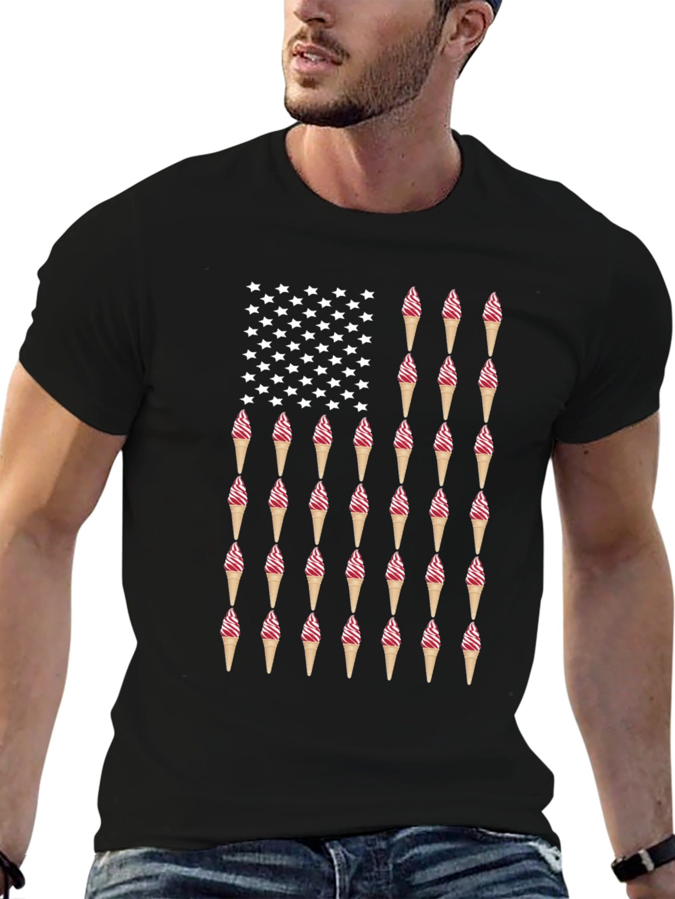 Ice Cream Cone American Flag T-Shirt