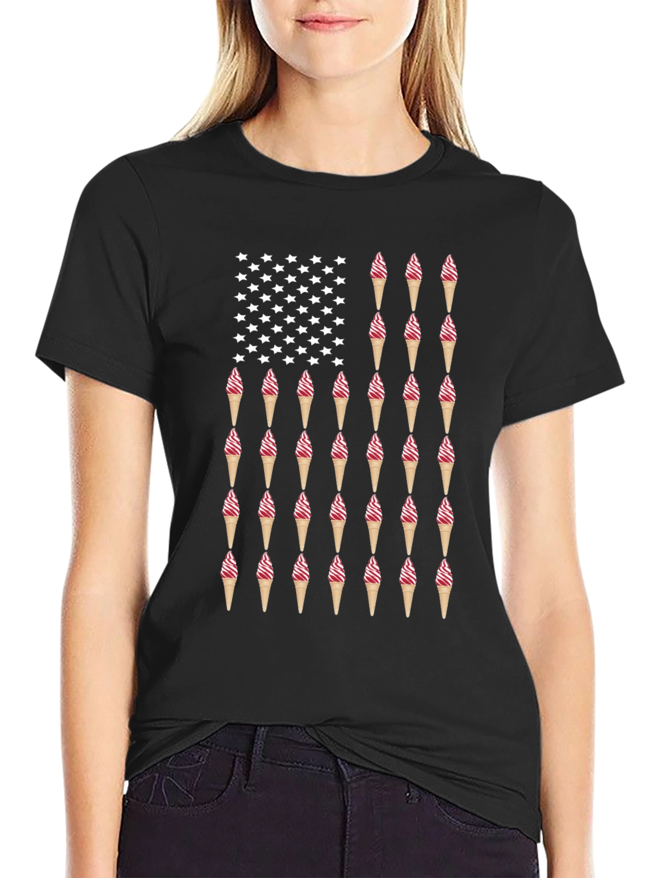 Ice Cream Cone American Flag T-Shirt