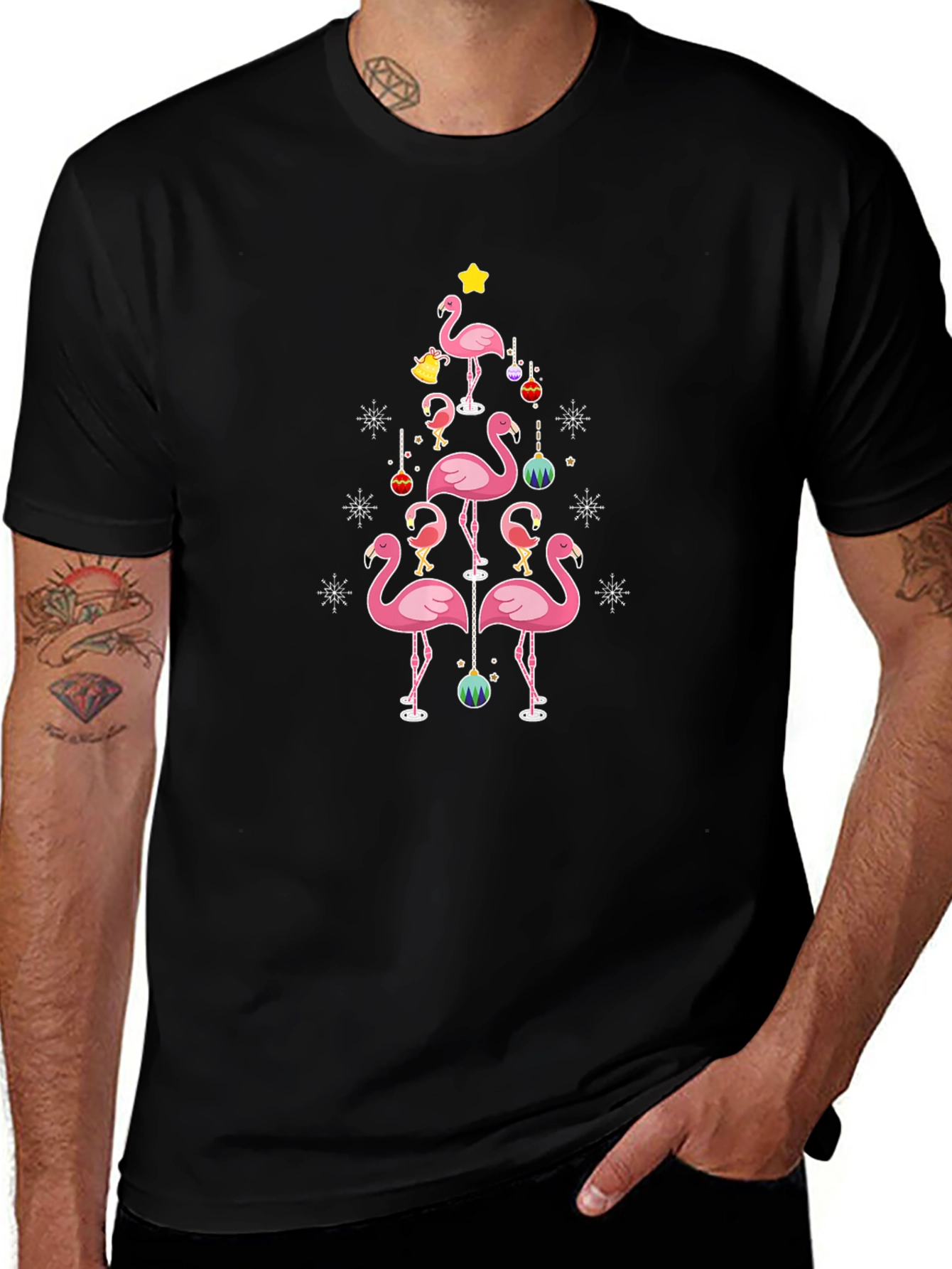 Festive Flamingo Christmas Tree T-Shirt