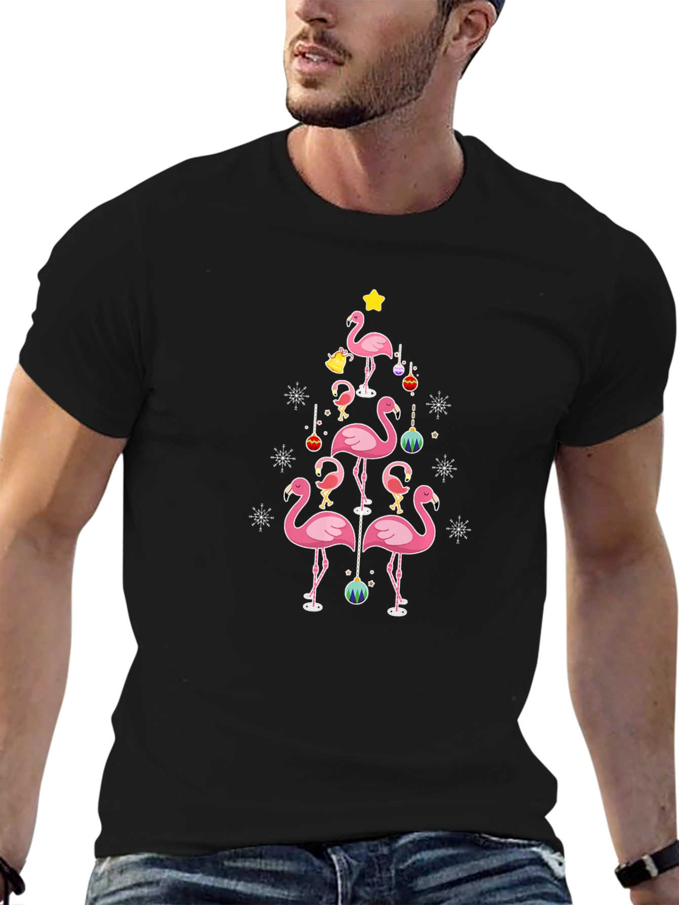 Festive Flamingo Christmas Tree T-Shirt